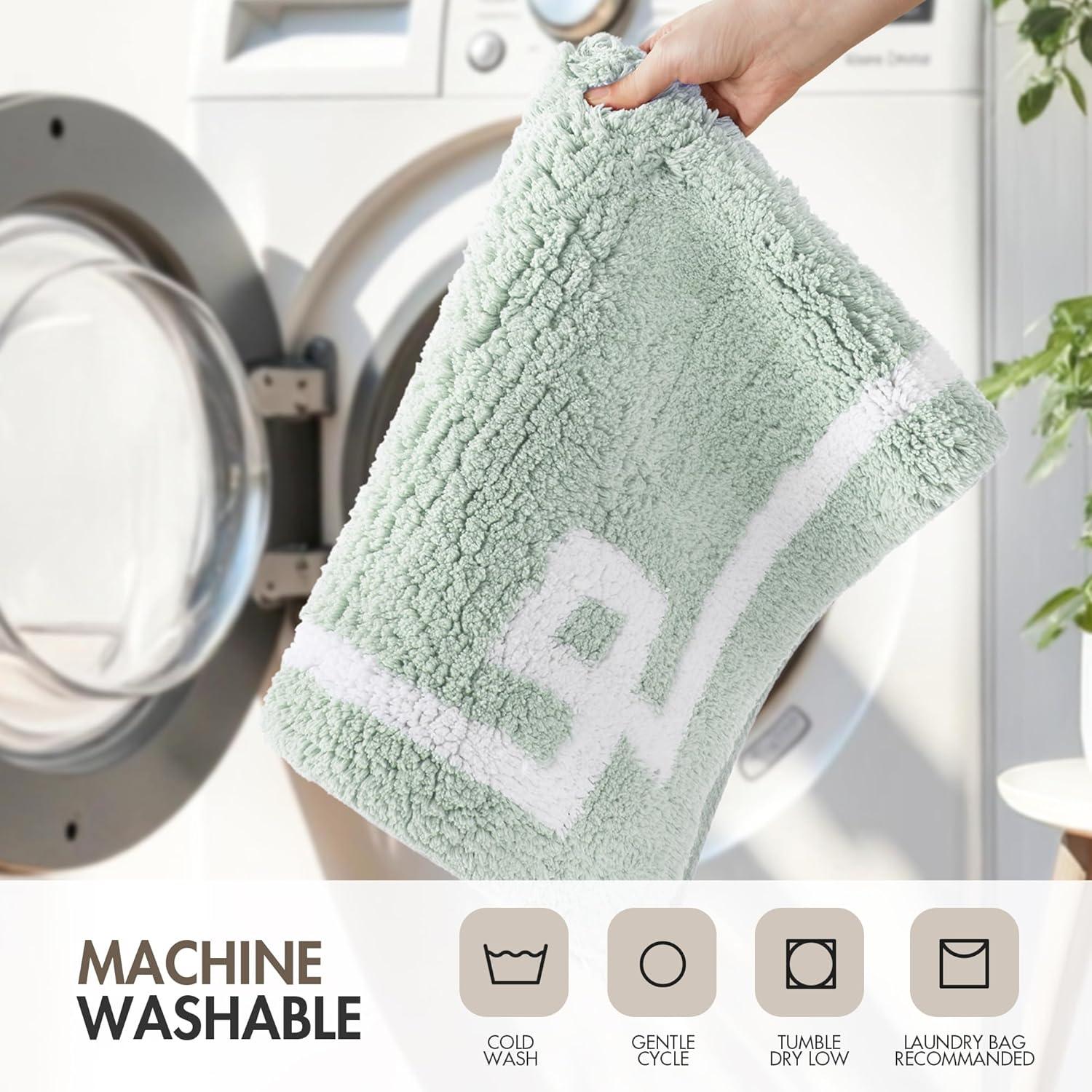 imageMadison Park Evan Cotton Tufted Washable Bath Mat Luxury Solid Bathroom Rugs 20quot x 30quot GreySeafoam