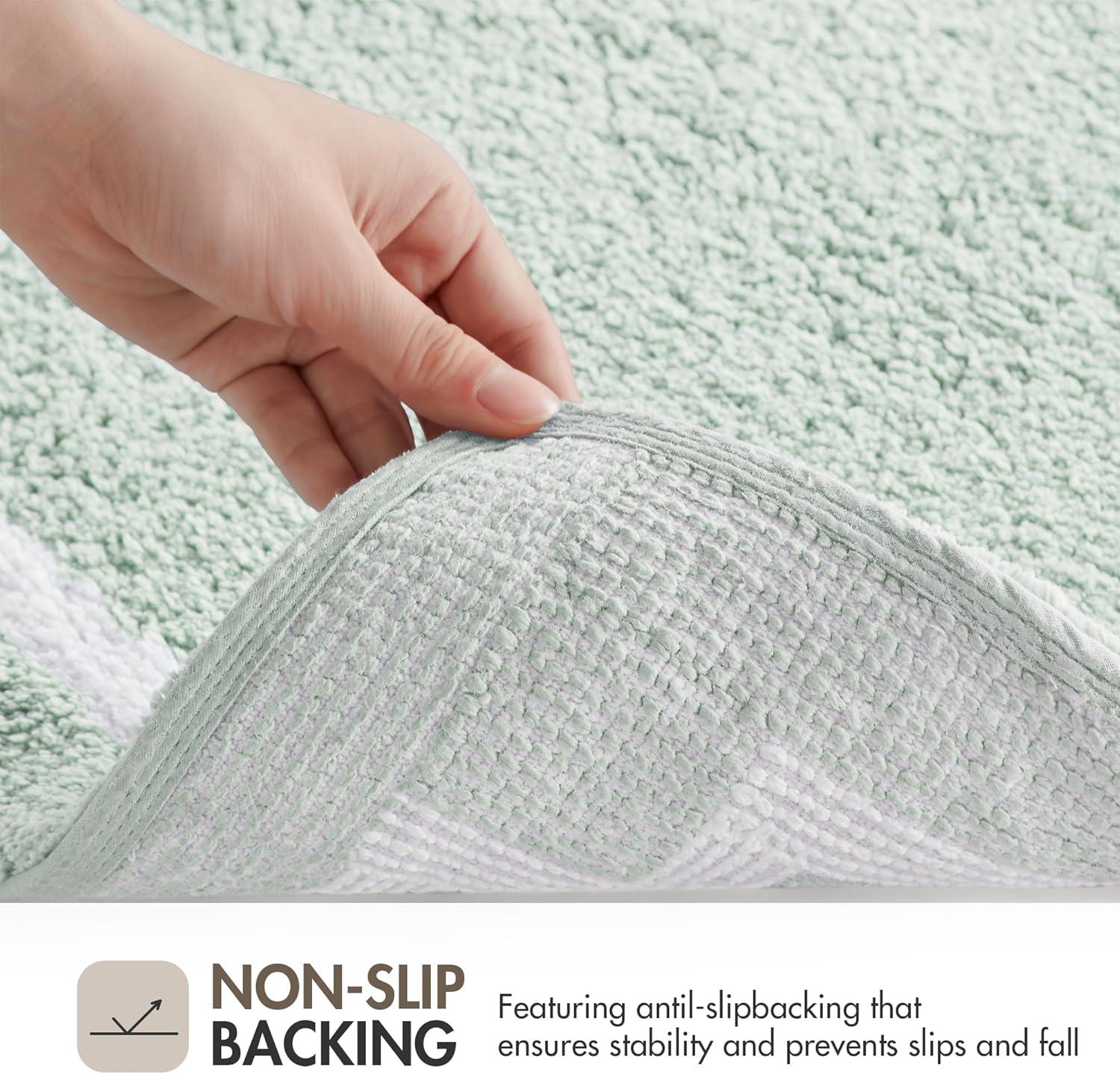imageMadison Park Evan Cotton Tufted Washable Bath Mat Luxury Solid Bathroom Rugs 20quot x 30quot GreySeafoam