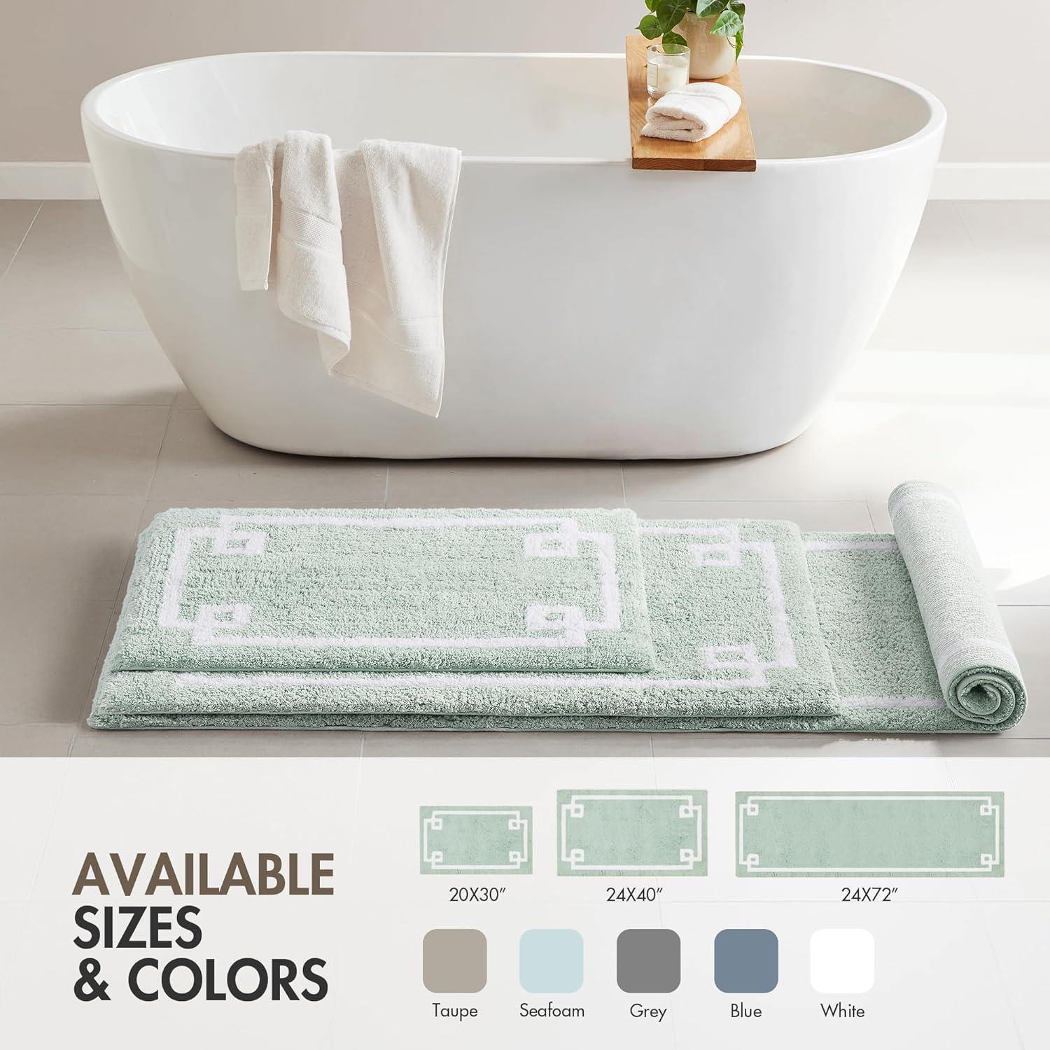 imageMadison Park Evan Cotton Tufted Washable Bath Mat Luxury Solid Bathroom Rugs 20quot x 30quot GreySeafoam