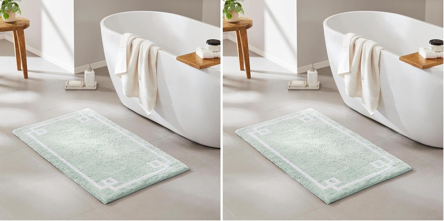imageMadison Park Evan Cotton Tufted Washable Bath Mat Luxury Solid Bathroom Rugs 20quot x 30quot GreySeafoam