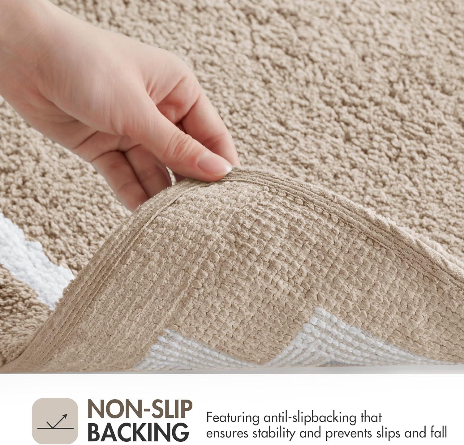 imageMadison Park Evan Cotton Tufted Washable Bath Mat Luxury Solid Bathroom Rugs 20quot x 30quot GreyTaupe