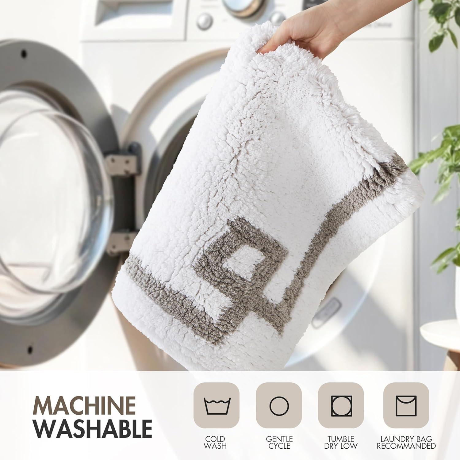 imageMadison Park Evan Cotton Tufted Washable Bath Mat Luxury Solid Bathroom Rugs 20quot x 30quot GreyWhite