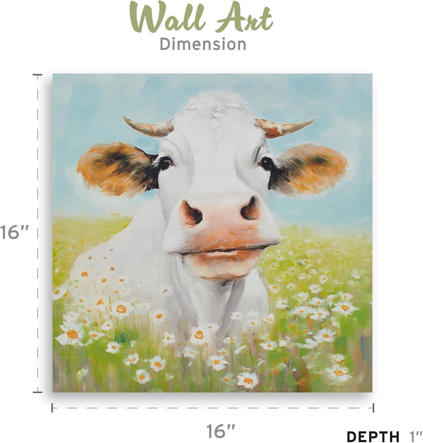 imageMadison Park Farm Animal Wall Art Cute Animal Decor for Kids Bedroom Home Office Bathroom Farmhouse Decor Warm Gifts for Baby Shower Birthday Ready to Hang Animal Canvas Lamb Sunshine AnimalsCow