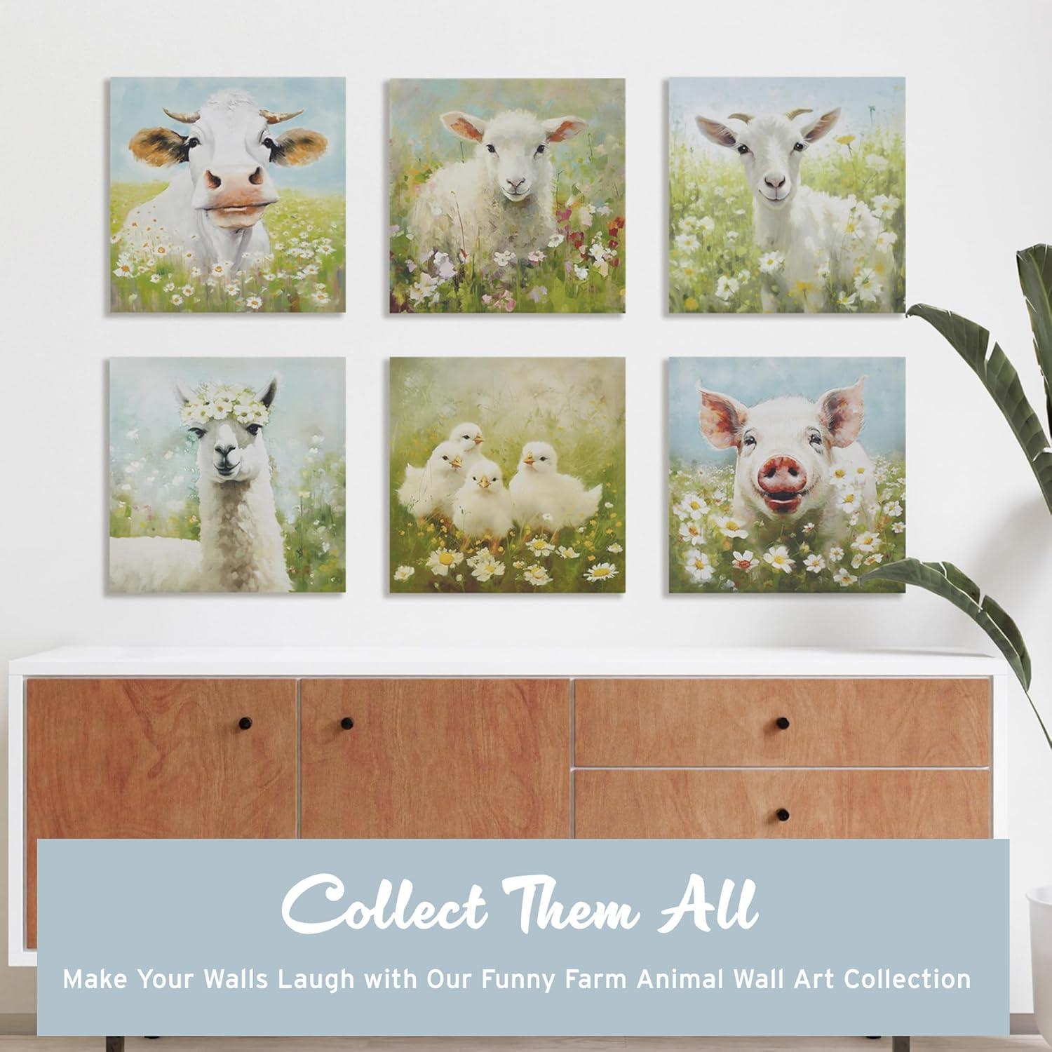 imageMadison Park Farm Animal Wall Art Cute Animal Decor for Kids Bedroom Home Office Bathroom Farmhouse Decor Warm Gifts for Baby Shower Birthday Ready to Hang Animal Canvas Lamb Sunshine AnimalsCow