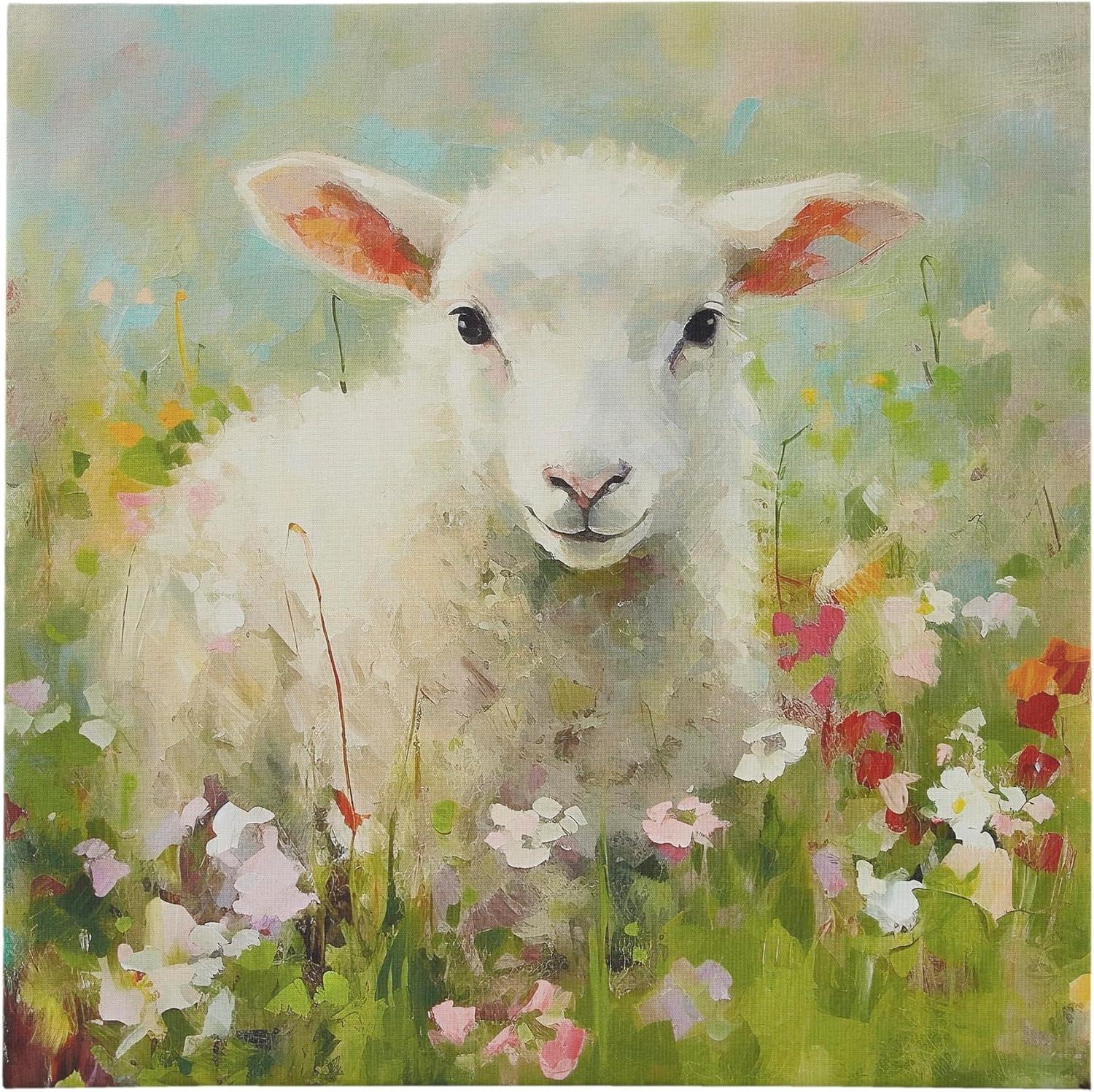 imageMadison Park Farm Animal Wall Art Cute Animal Decor for Kids Bedroom Home Office Bathroom Farmhouse Decor Warm Gifts for Baby Shower Birthday Ready to Hang Animal Canvas Lamb Sunshine AnimalsLamb