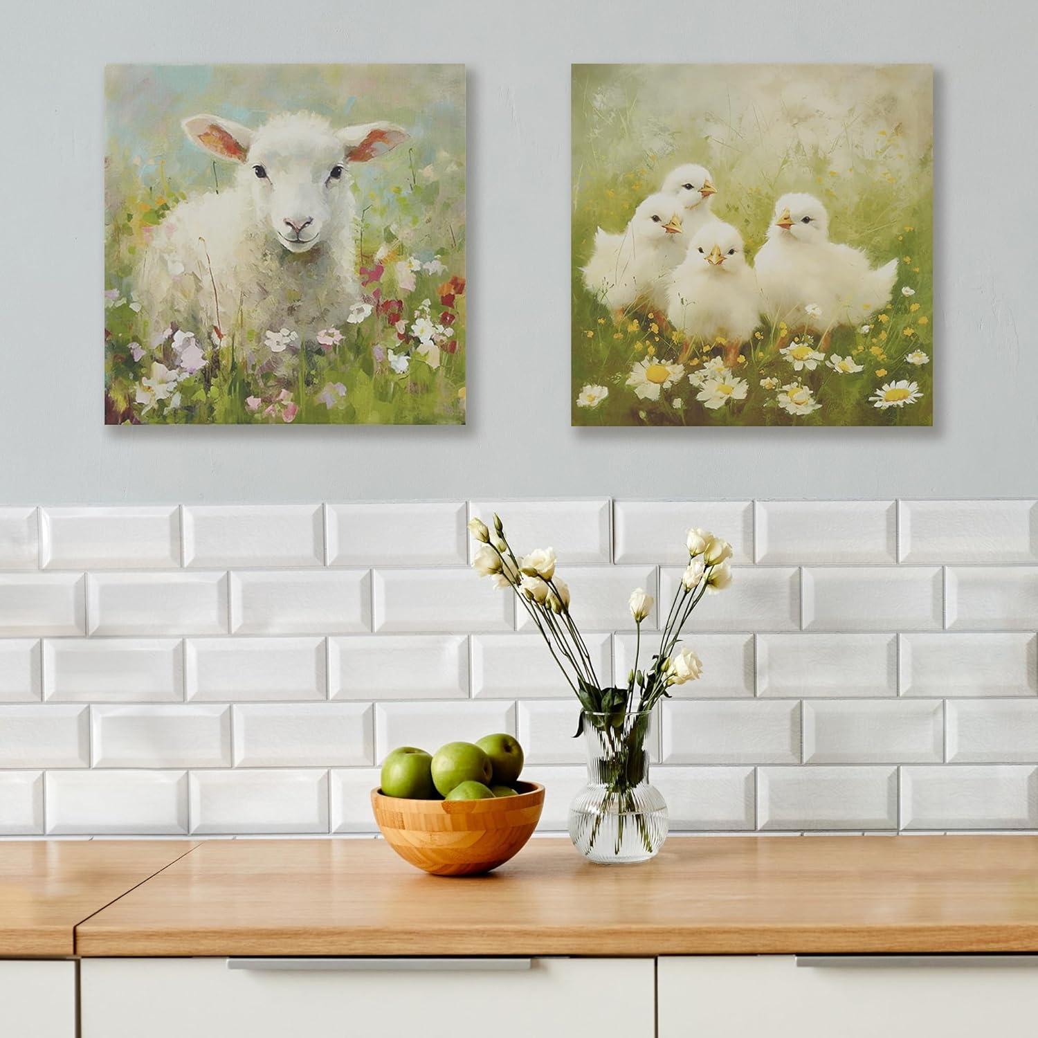 imageMadison Park Farm Animal Wall Art Cute Animal Decor for Kids Bedroom Home Office Bathroom Farmhouse Decor Warm Gifts for Baby Shower Birthday Ready to Hang Animal Canvas Lamb Sunshine AnimalsLamb