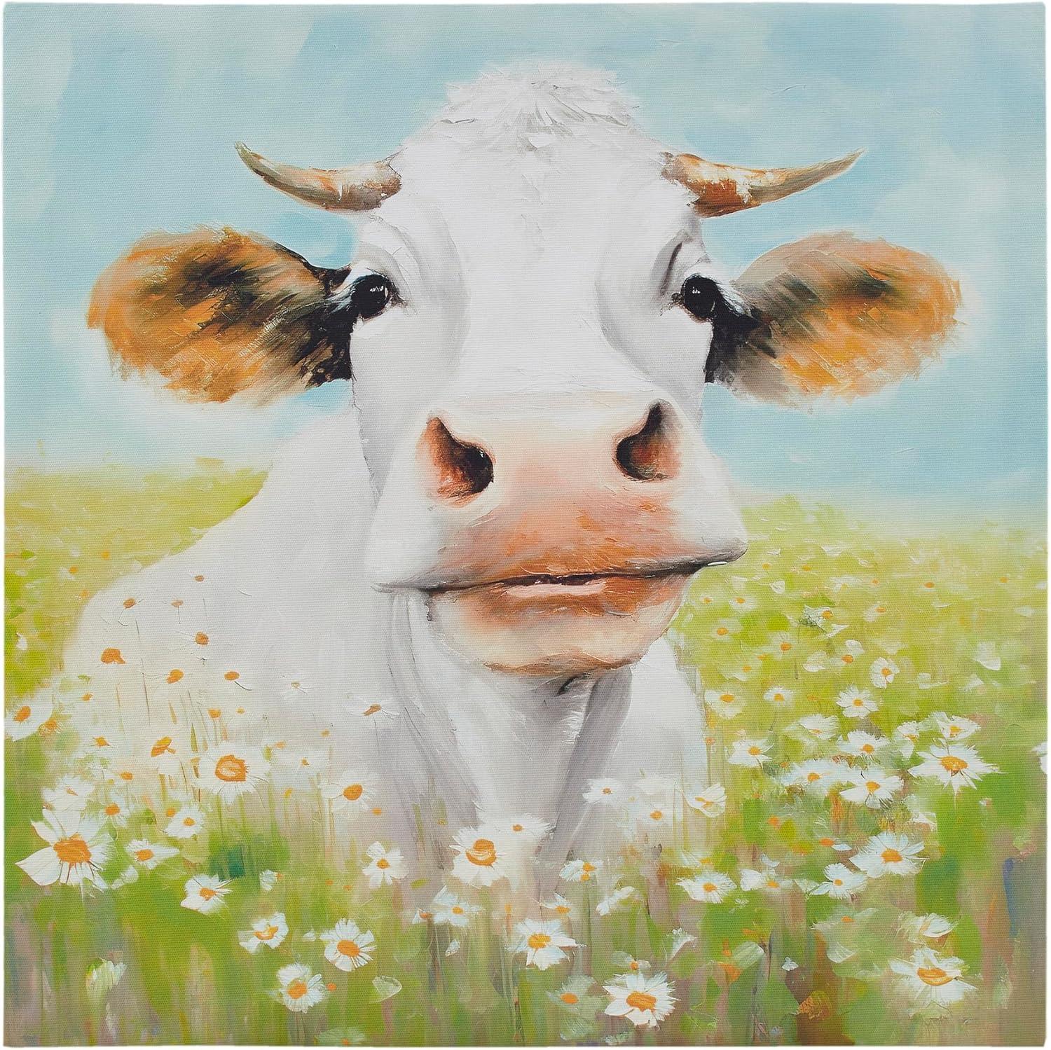 imageMadison Park Farm Animal Wall Art Cute Animal Decor for Kids Bedroom Home Office Bathroom Farmhouse Decor Warm Gifts for Baby Shower Birthday Ready to Hang Animal Canvas Lamb Sunshine AnimalsCow