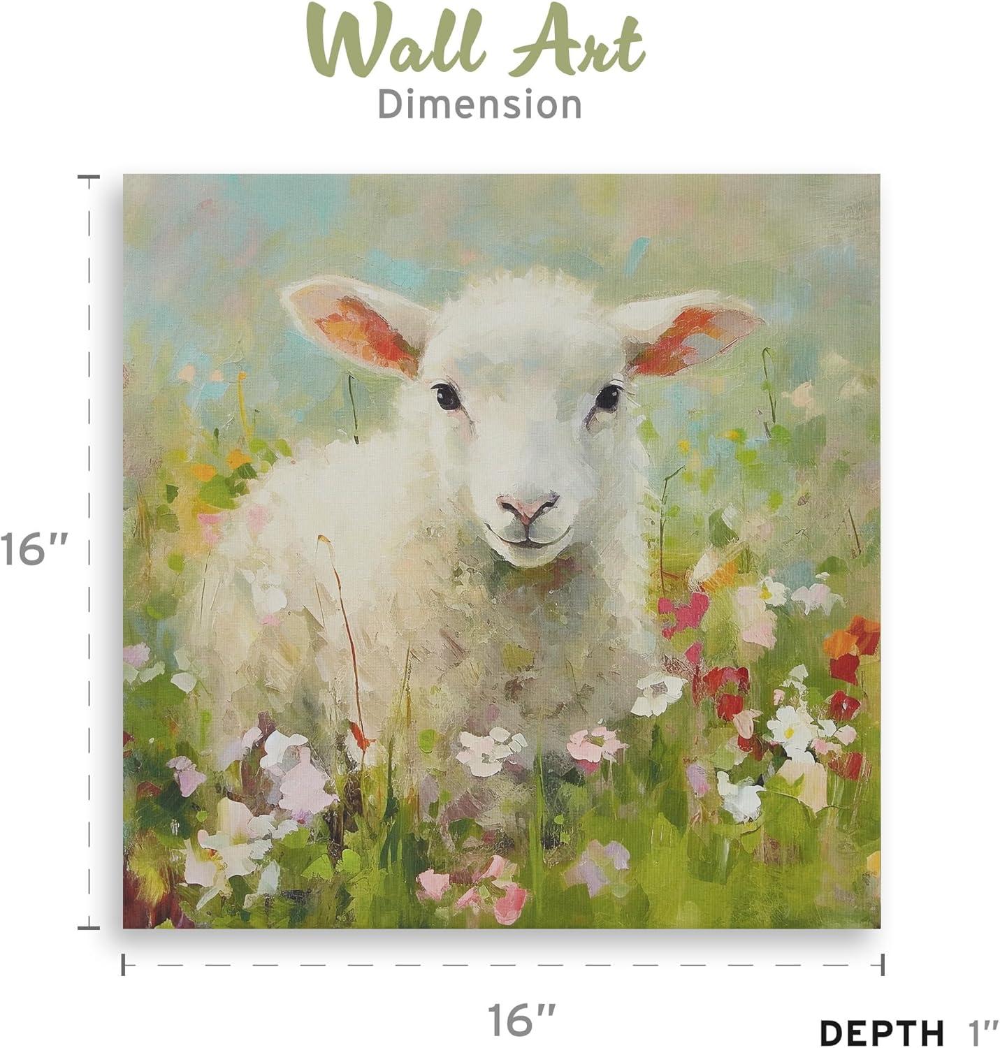 imageMadison Park Farm Animal Wall Art Cute Animal Decor for Kids Bedroom Home Office Bathroom Farmhouse Decor Warm Gifts for Baby Shower Birthday Ready to Hang Animal Canvas Lamb Sunshine AnimalsLamb
