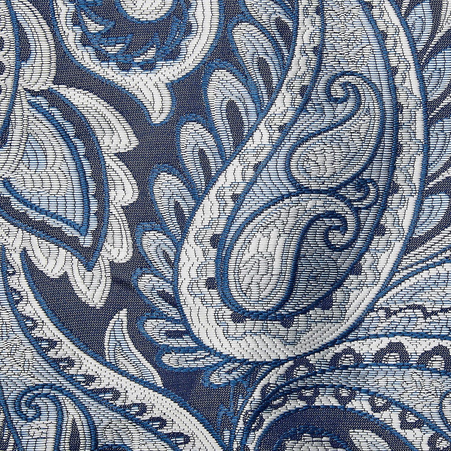 imageMadison Park Faux Silk Paisley Jacquard Rod Pocket Curtain with Privacy Lining for Living Room Kitchen Bedroom and Dorm 50 in x 18 in Black Bead TrimNavy Valance