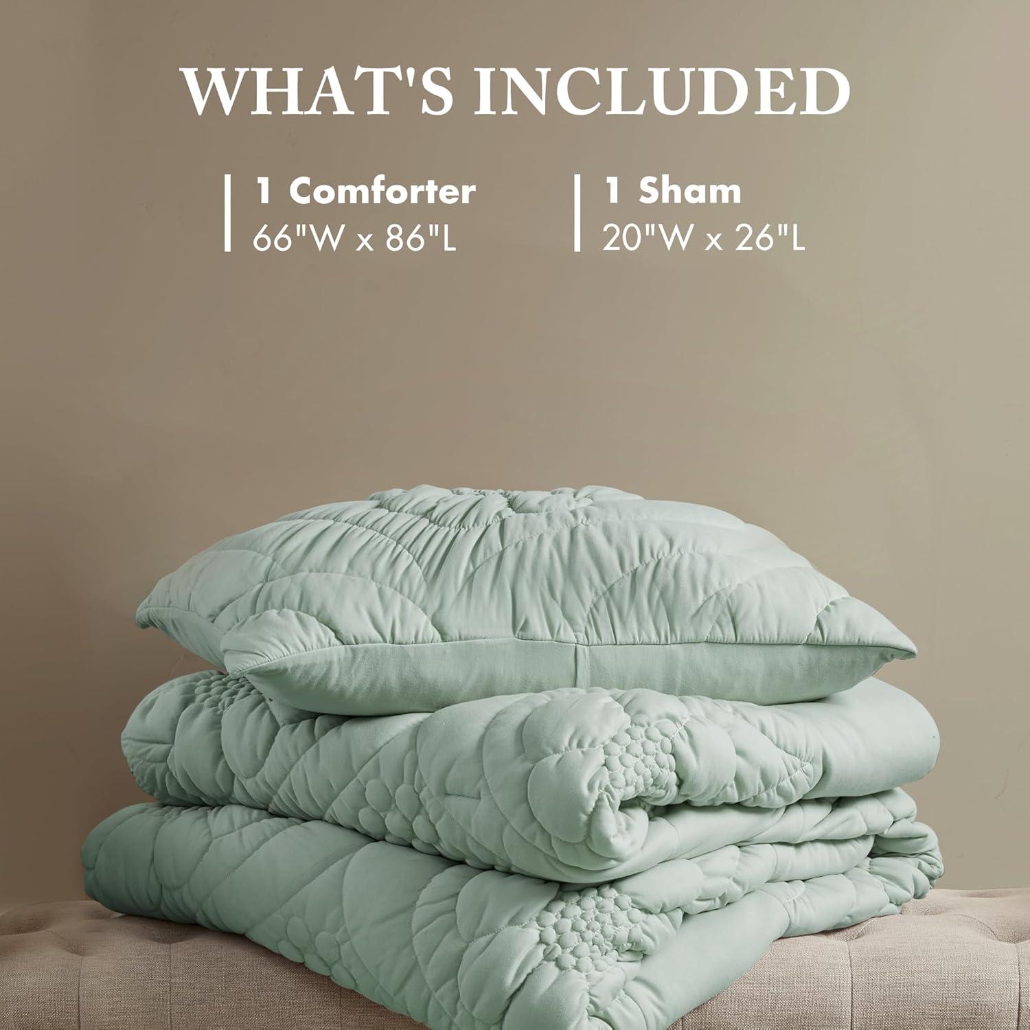 imageMadison Park Floral Jersey Comforter Set Puffy Cloud Queen Size Comforters Crinkled Farmhouse Rustic Shabby Chic Bedding Set UltraSoft All Season Down Alternative Sage Green 3PieceSage Green