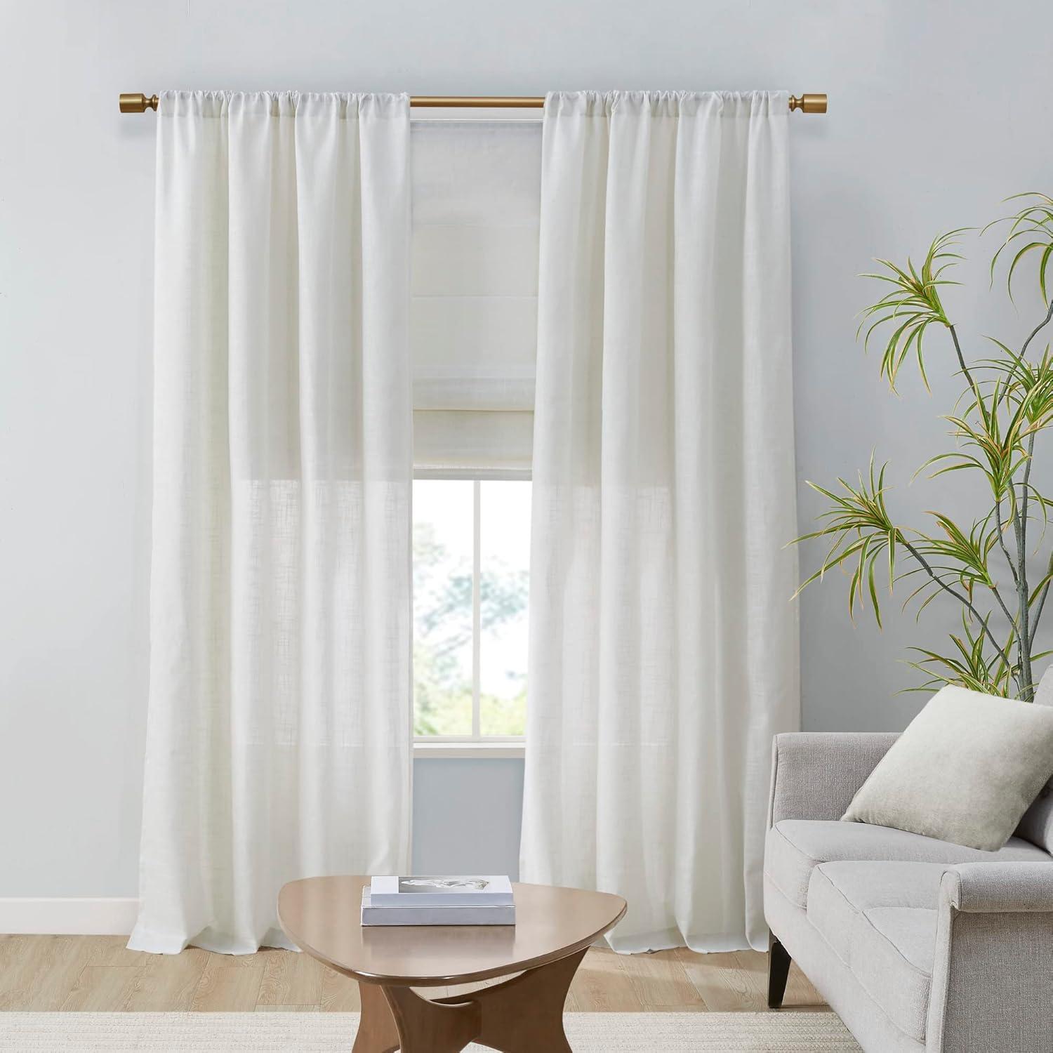 imageMadison Park Galen Basketweave 2Panel Pack Window Curtain Room Darkening Grommet Top Easy to Hang Fits up to 125quot Diameter Rod 40quot W x 84quot H IvoryLinen Blend Ivory