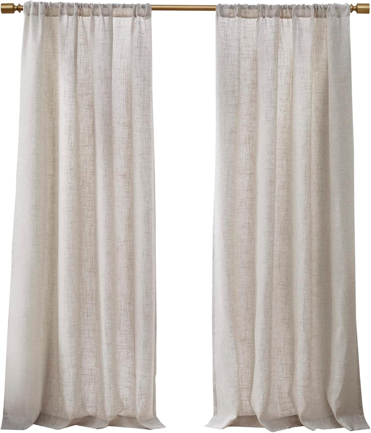 imageMadison Park Galen Basketweave 2Panel Pack Window Curtain Room Darkening Grommet Top Easy to Hang Fits up to 125quot Diameter Rod 40quot W x 84quot H IvoryLinen Blend Natural