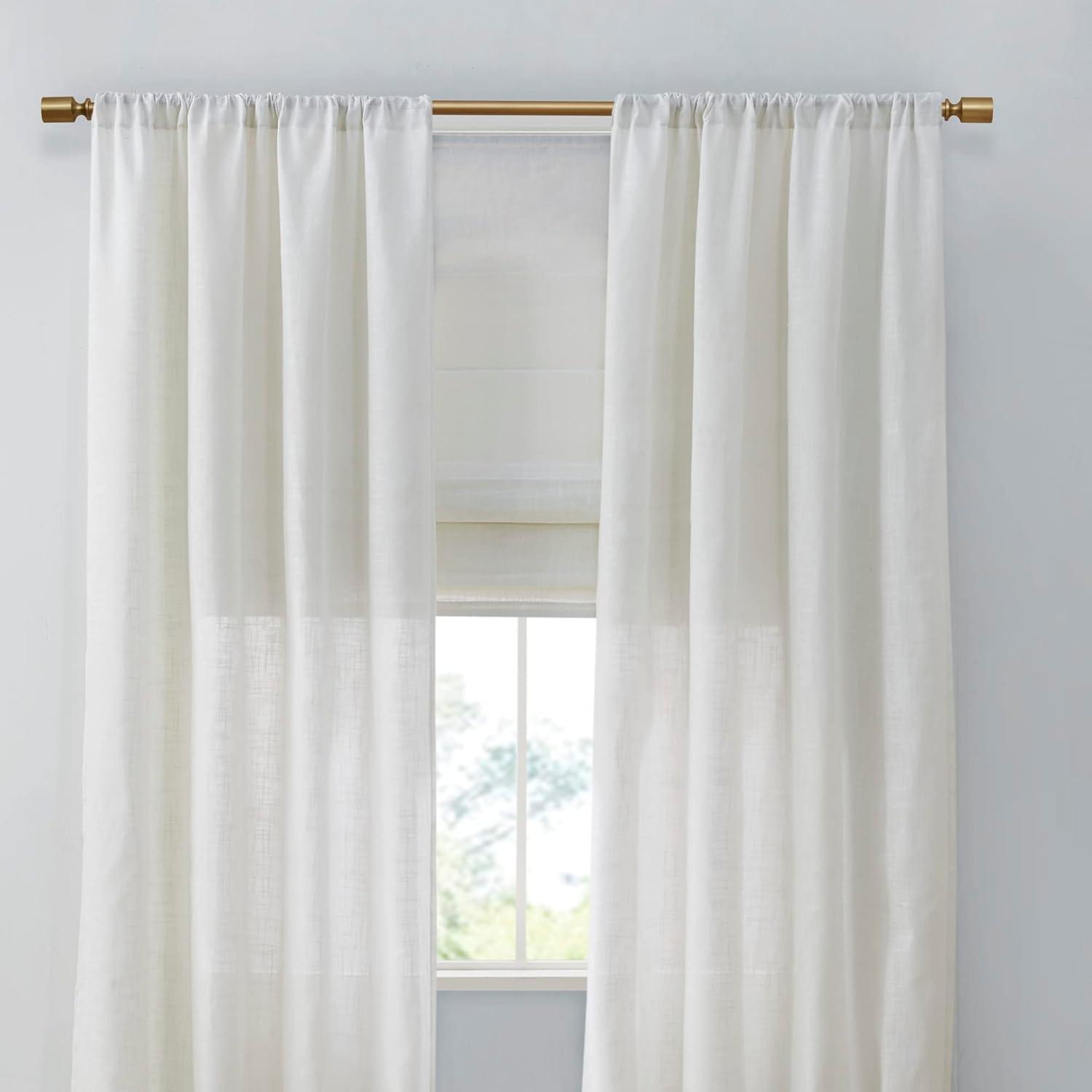 imageMadison Park Galen Basketweave 2Panel Pack Window Curtain Room Darkening Grommet Top Easy to Hang Fits up to 125quot Diameter Rod 40quot W x 84quot H IvoryLinen Blend Ivory
