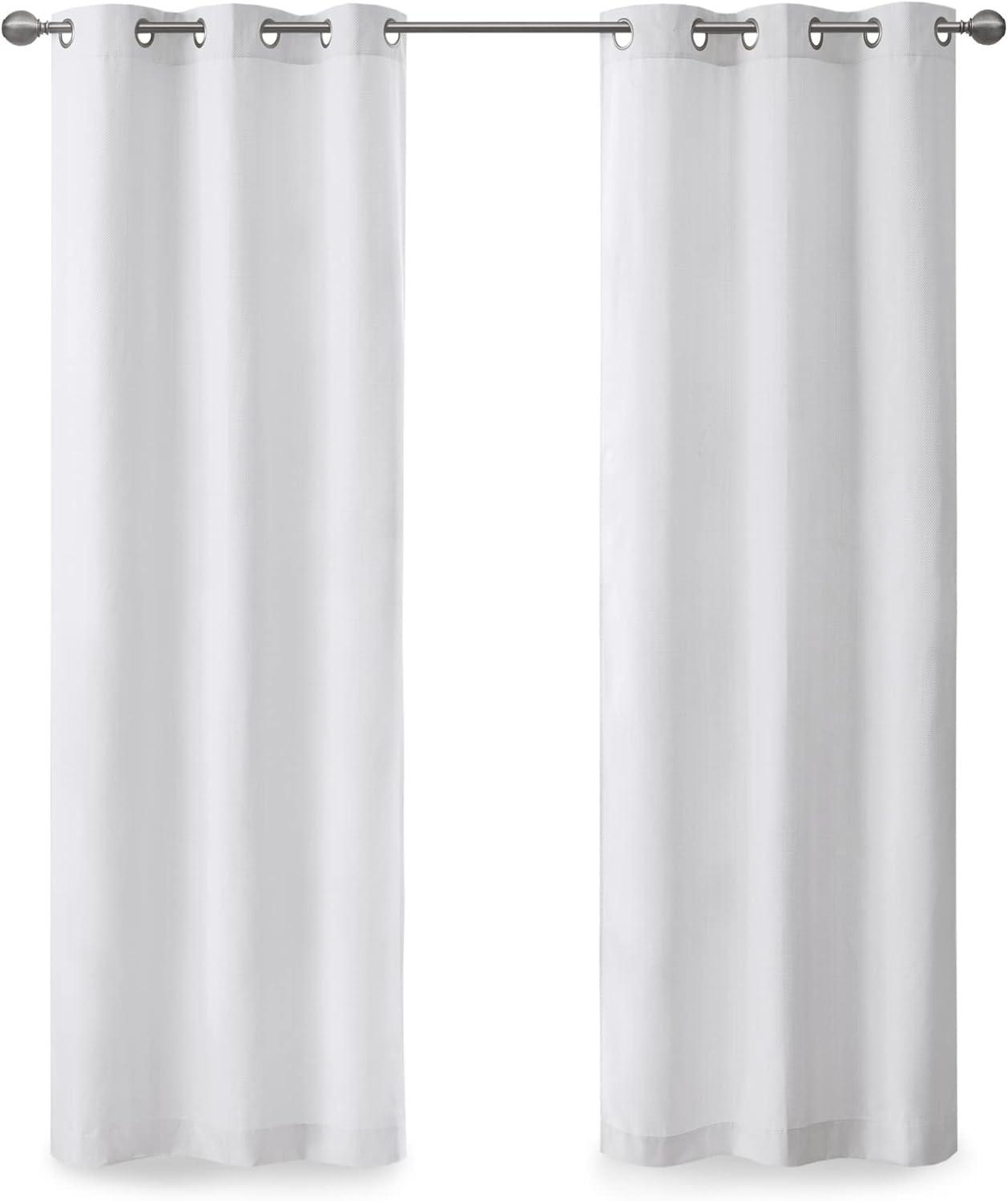 imageMadison Park Galen Basketweave 2Panel Pack Window Curtain Room Darkening Grommet Top Easy to Hang Fits up to 125quot Diameter Rod 40quot W x 84quot H IvoryBasketweave White