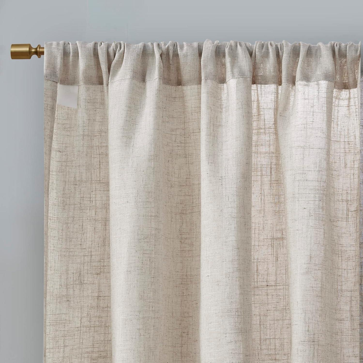 imageMadison Park Galen Basketweave 2Panel Pack Window Curtain Room Darkening Grommet Top Easy to Hang Fits up to 125quot Diameter Rod 40quot W x 84quot H IvoryLinen Blend Natural
