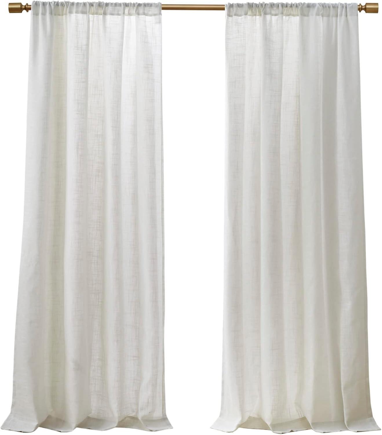 imageMadison Park Galen Basketweave 2Panel Pack Window Curtain Room Darkening Grommet Top Easy to Hang Fits up to 125quot Diameter Rod 40quot W x 84quot H IvoryLinen Blend Ivory