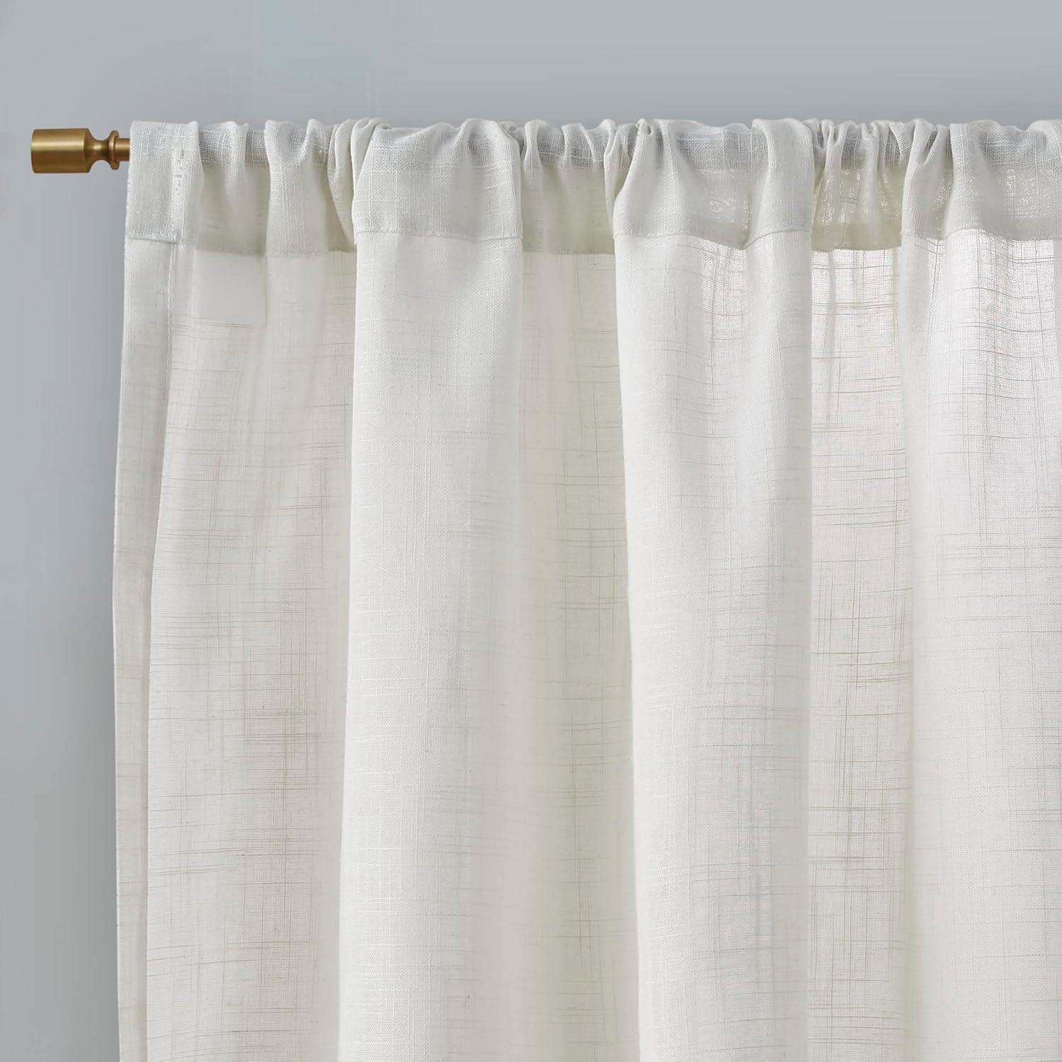 imageMadison Park Galen Basketweave 2Panel Pack Window Curtain Room Darkening Grommet Top Easy to Hang Fits up to 125quot Diameter Rod 40quot W x 84quot H IvoryLinen Blend Ivory