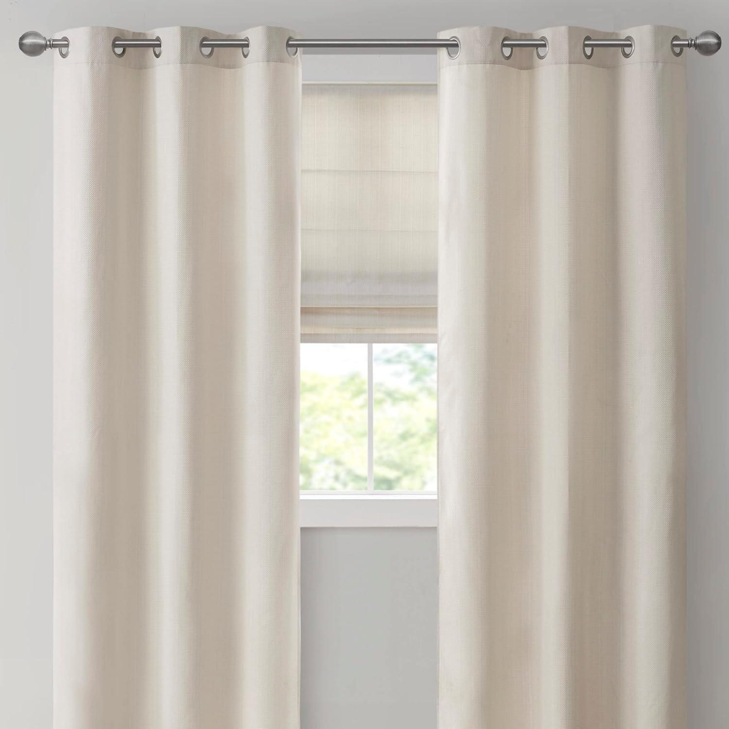 imageMadison Park Galen Basketweave 2Panel Pack Window Curtain Room Darkening Grommet Top Easy to Hang Fits up to 125quot Diameter Rod 40quot W x 84quot H IvoryBasketweave Ivory