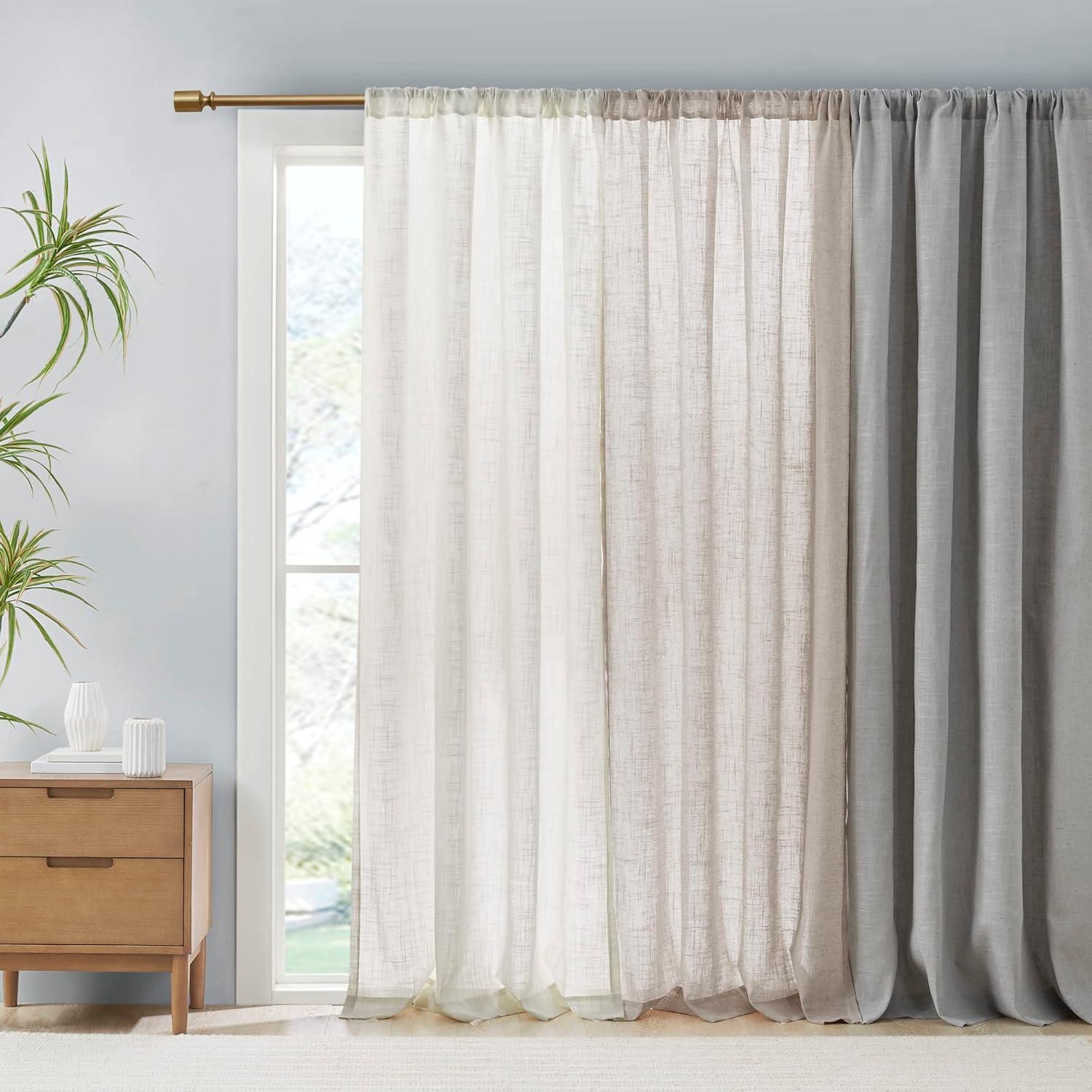 imageMadison Park Galen Basketweave 2Panel Pack Window Curtain Room Darkening Grommet Top Easy to Hang Fits up to 125quot Diameter Rod 40quot W x 84quot H IvoryLinen Blend Natural