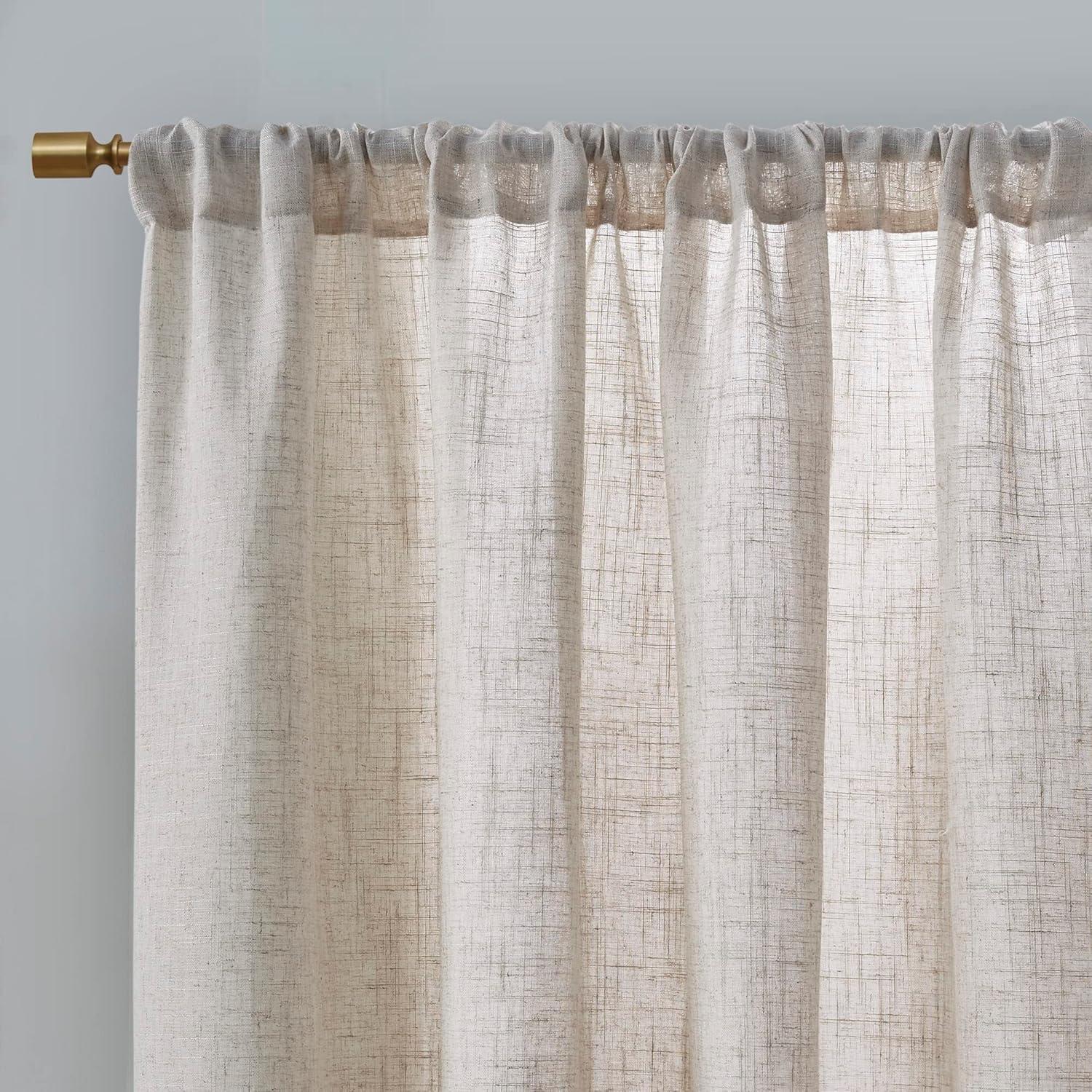 imageMadison Park Galen Basketweave 2Panel Pack Window Curtain Room Darkening Grommet Top Easy to Hang Fits up to 125quot Diameter Rod 40quot W x 84quot H IvoryLinen Blend Natural