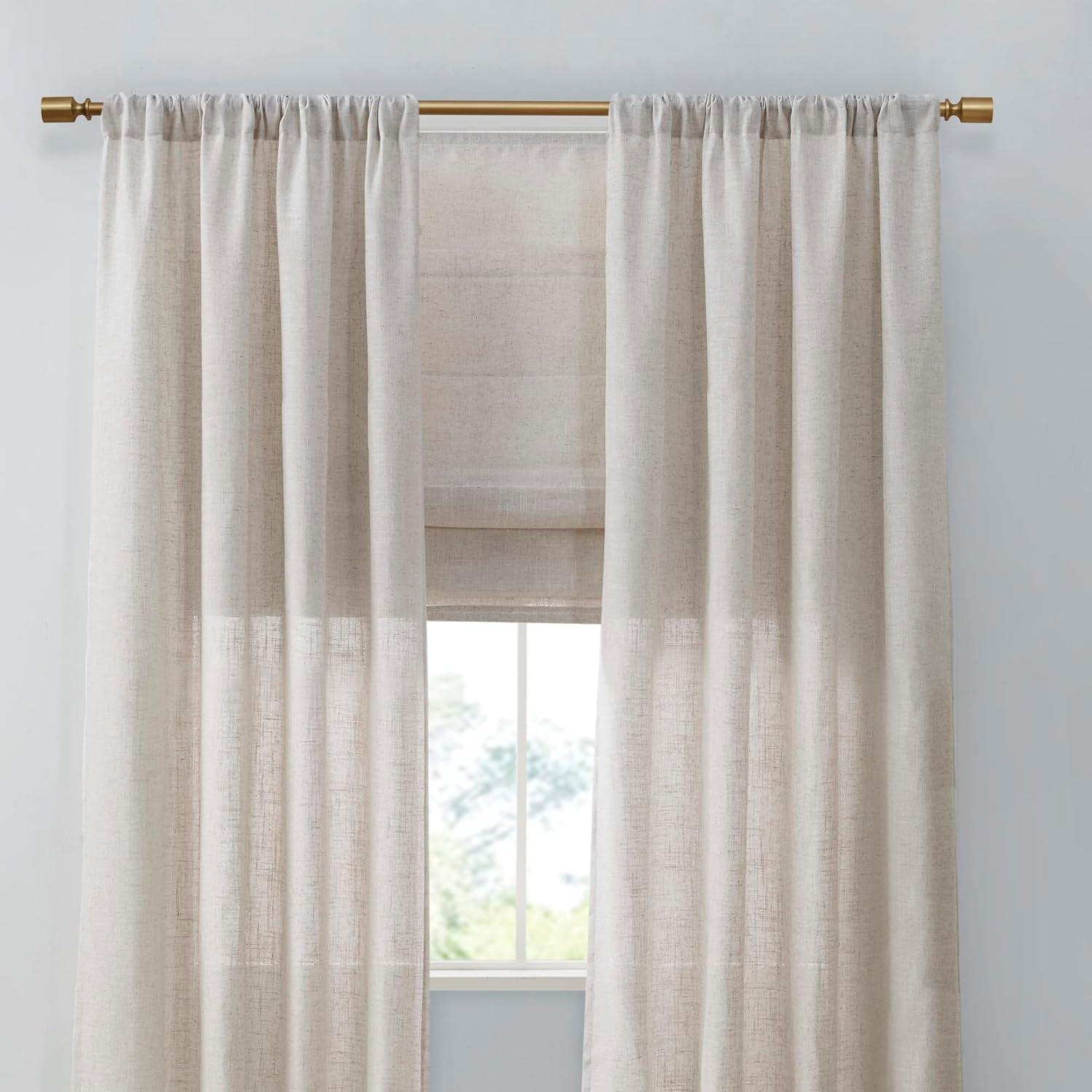 imageMadison Park Galen Basketweave 2Panel Pack Window Curtain Room Darkening Grommet Top Easy to Hang Fits up to 125quot Diameter Rod 40quot W x 84quot H IvoryLinen Blend Natural