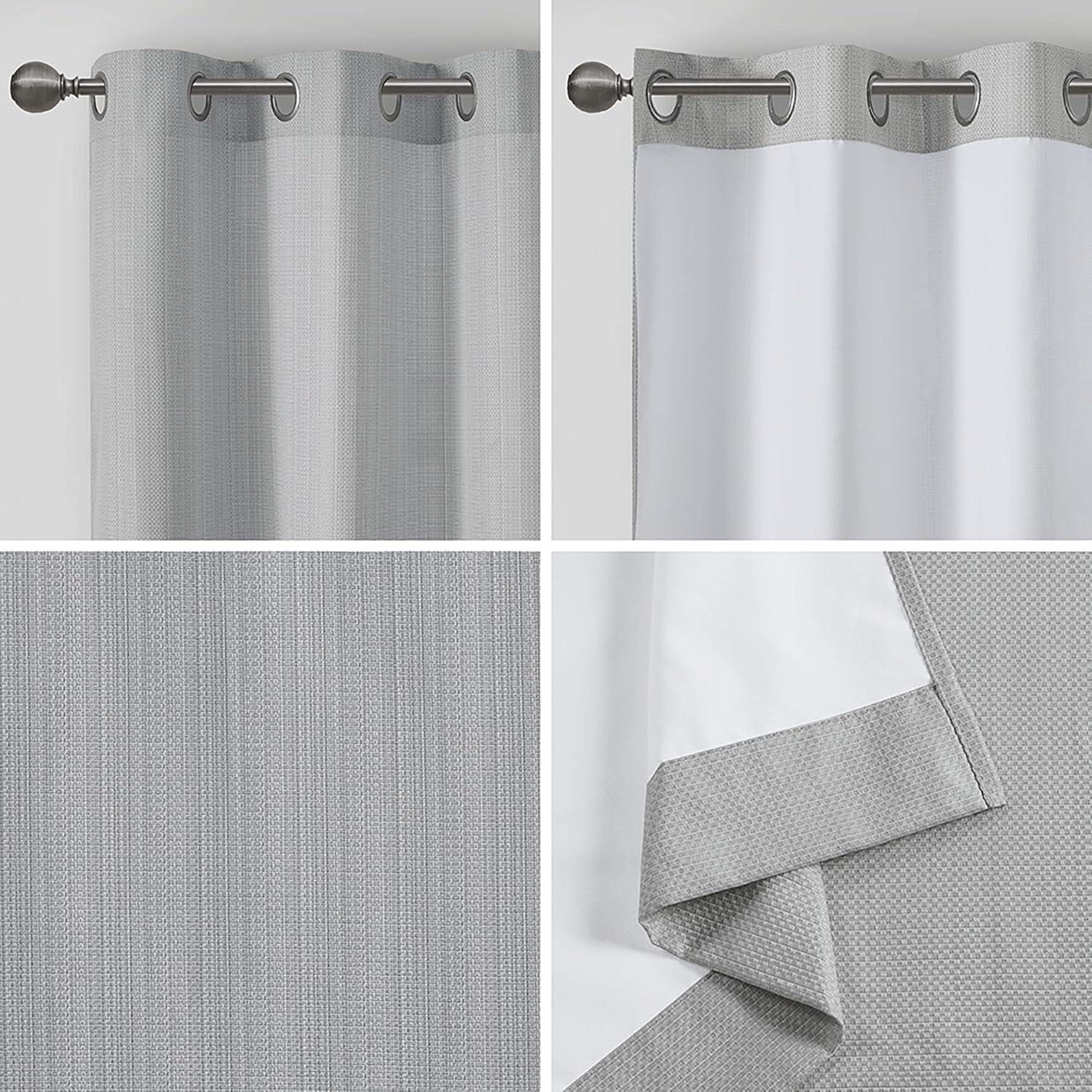 imageMadison Park Galen Basketweave 2Panel Pack Window Curtain Room Darkening Grommet Top Easy to Hang Fits up to 125quot Diameter Rod 40quot W x 84quot H IvoryBasketweave Grey