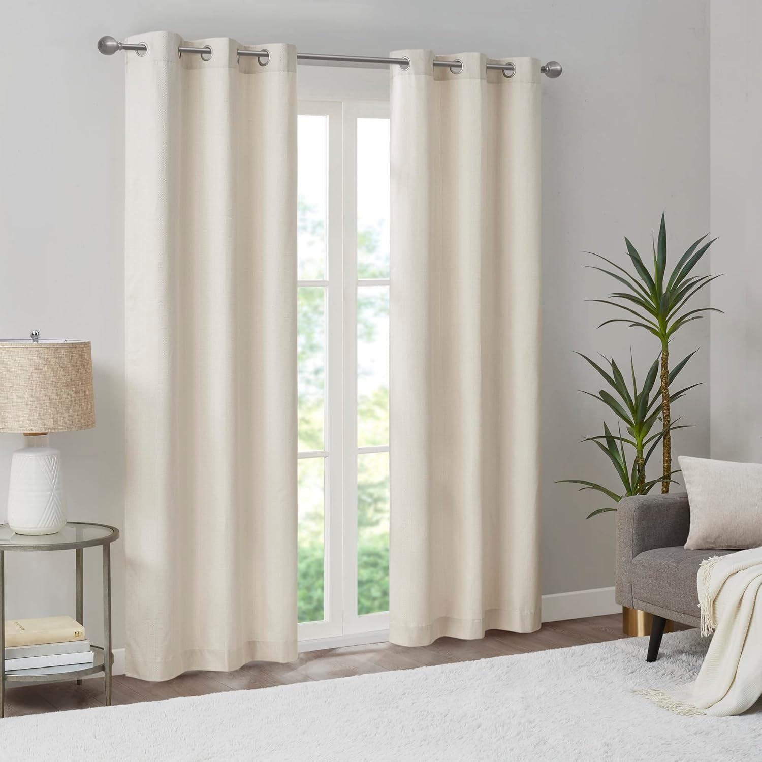 imageMadison Park Galen Basketweave 2Panel Pack Window Curtain Room Darkening Grommet Top Easy to Hang Fits up to 125quot Diameter Rod 40quot W x 84quot H IvoryBasketweave Ivory