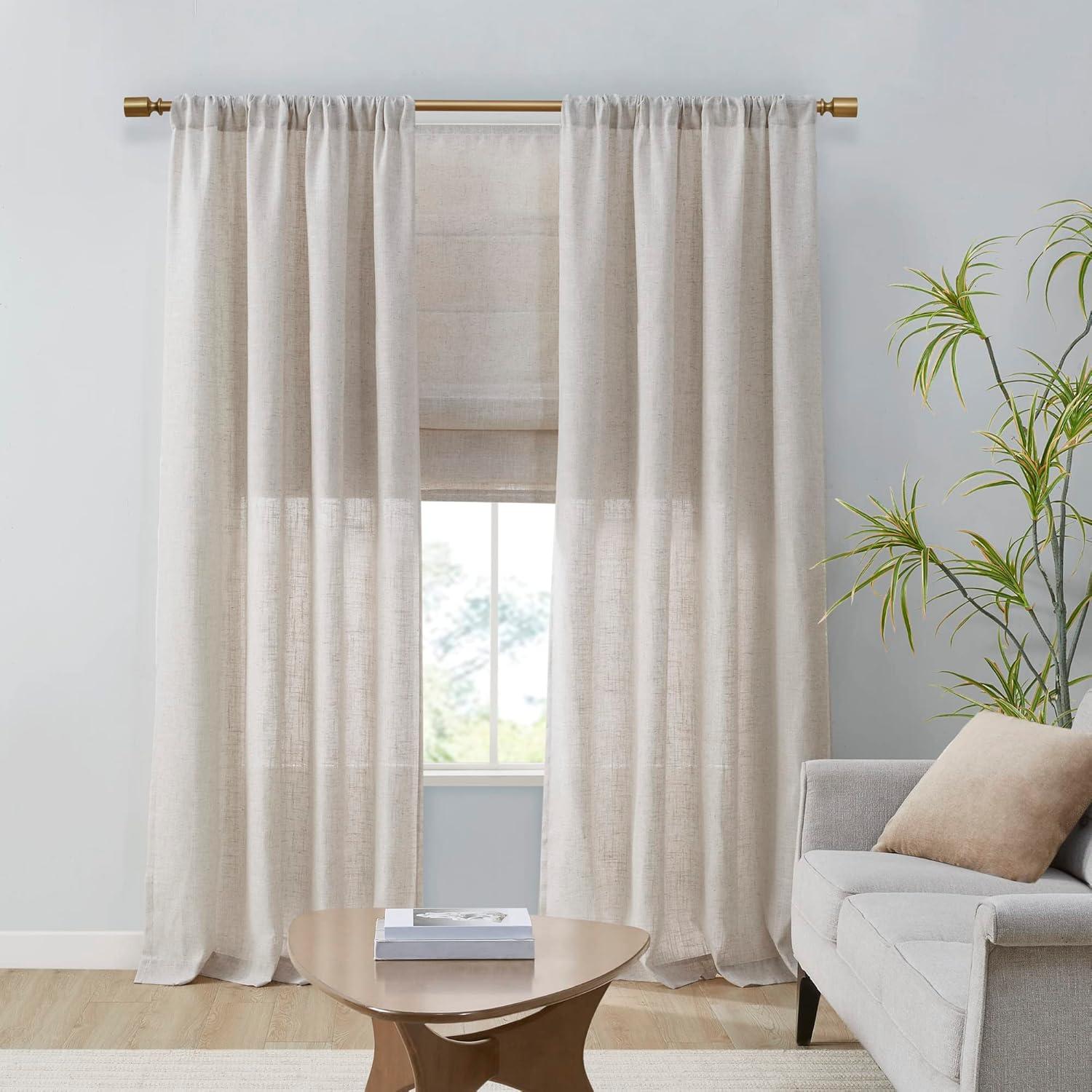 imageMadison Park Galen Basketweave 2Panel Pack Window Curtain Room Darkening Grommet Top Easy to Hang Fits up to 125quot Diameter Rod 40quot W x 84quot H IvoryLinen Blend Natural