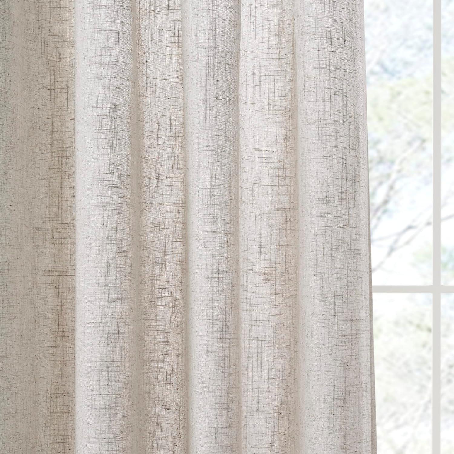 imageMadison Park Galen Basketweave 2Panel Pack Window Curtain Room Darkening Grommet Top Easy to Hang Fits up to 125quot Diameter Rod 40quot W x 84quot H IvoryLinen Blend Natural