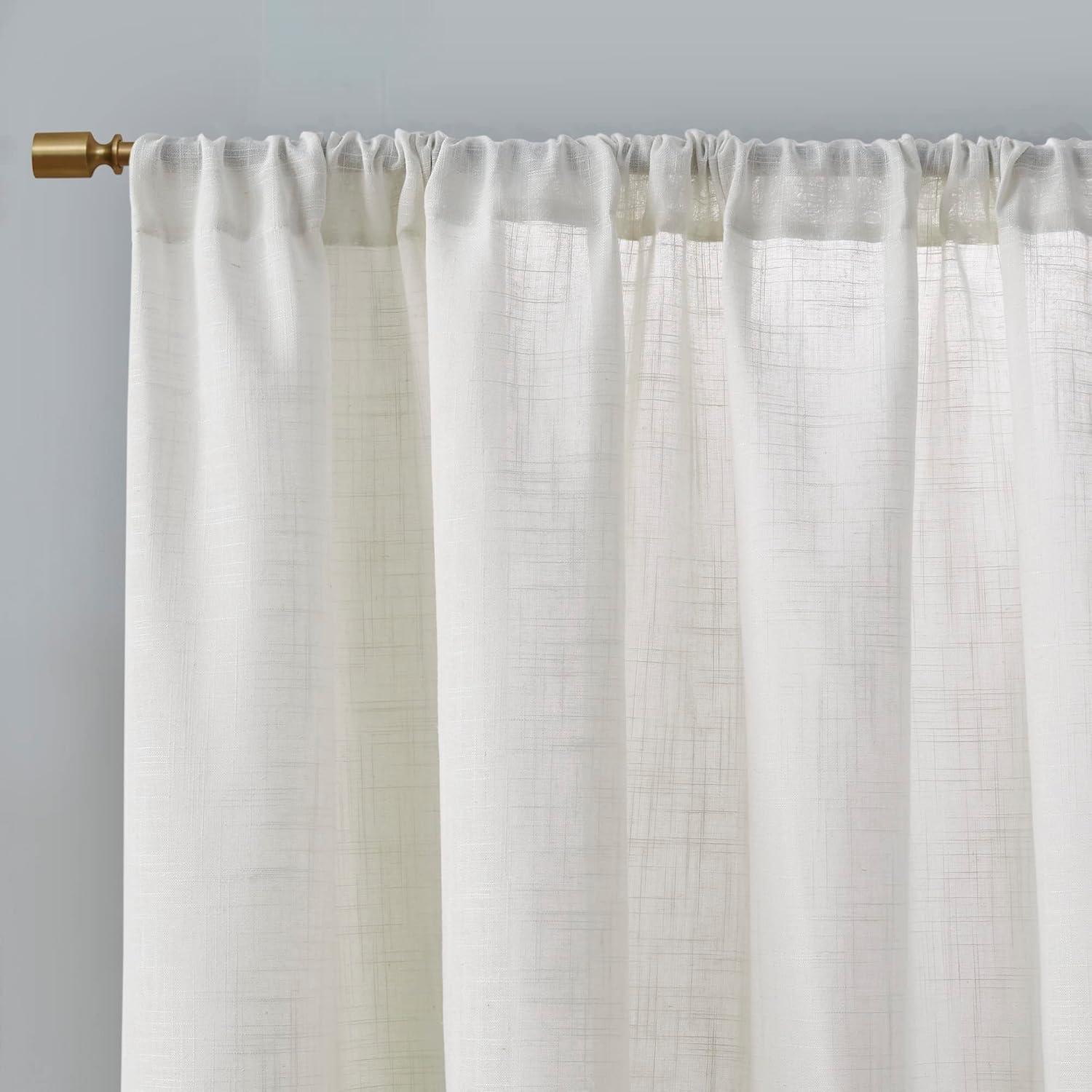 imageMadison Park Galen Basketweave 2Panel Pack Window Curtain Room Darkening Grommet Top Easy to Hang Fits up to 125quot Diameter Rod 40quot W x 84quot H IvoryLinen Blend Ivory