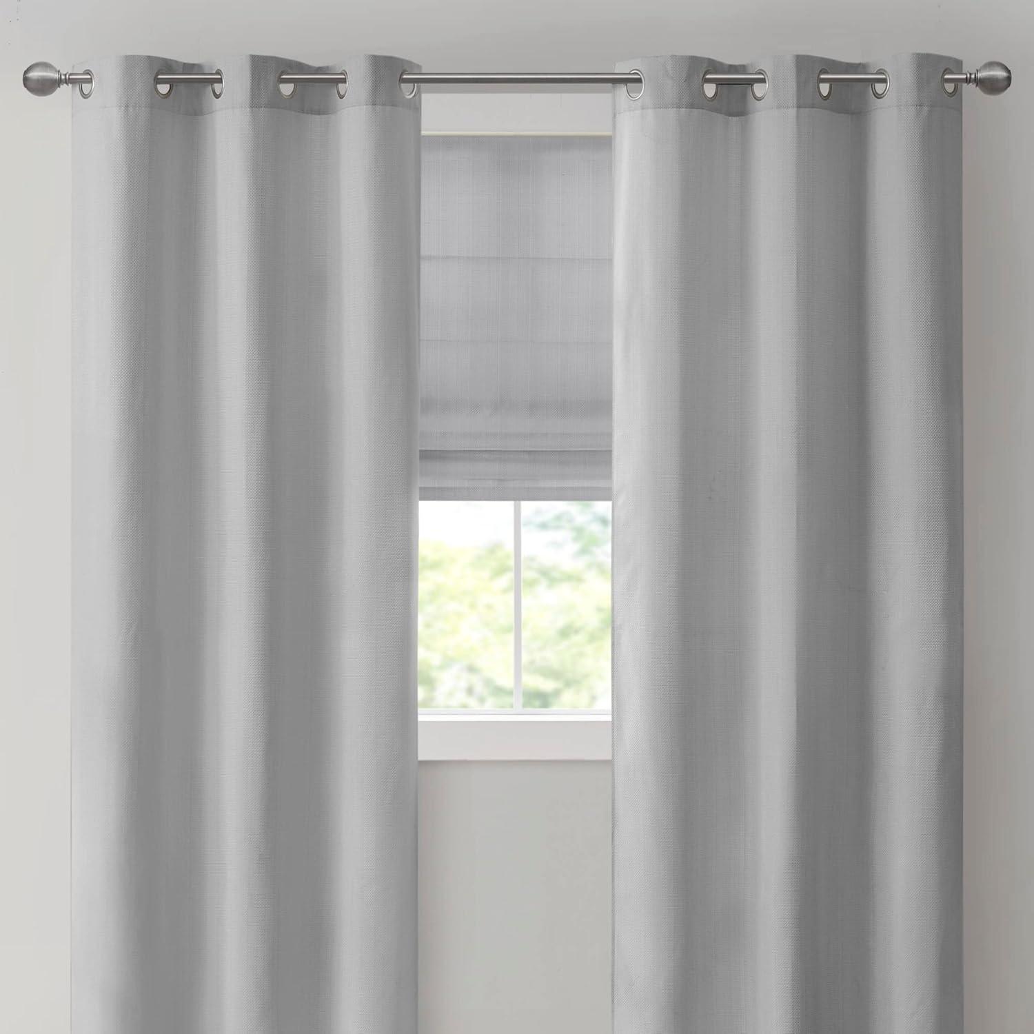 imageMadison Park Galen Basketweave 2Panel Pack Window Curtain Room Darkening Grommet Top Easy to Hang Fits up to 125quot Diameter Rod 40quot W x 84quot H IvoryBasketweave Grey