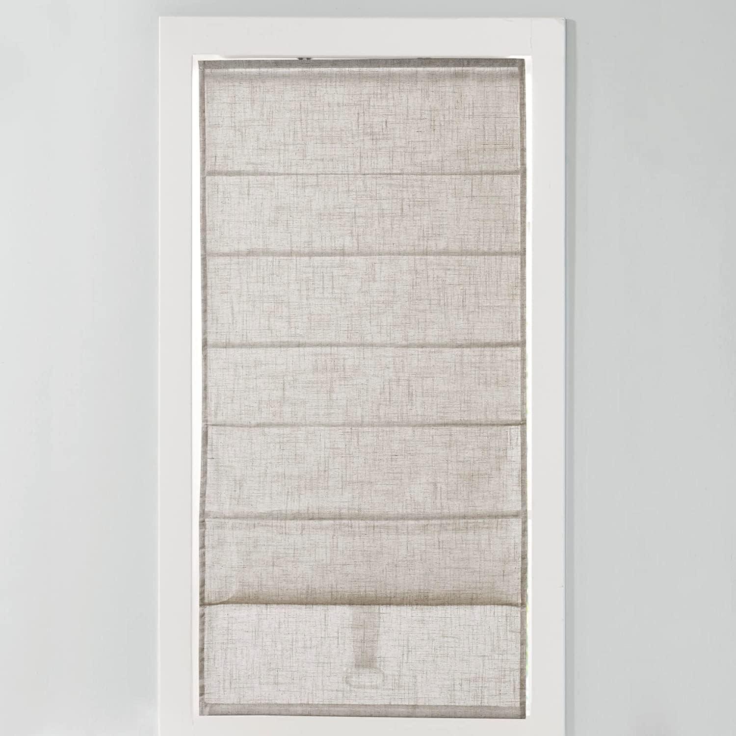 imageMadison Park Galen Matte White Cordless Roman Shades Fabric Privacy Single Panel Darkening Energy Efficient Thermal Insulated Window Blind Treatment for Home Living Room Decor 23quot W x 64quot HLinen Blend Natural