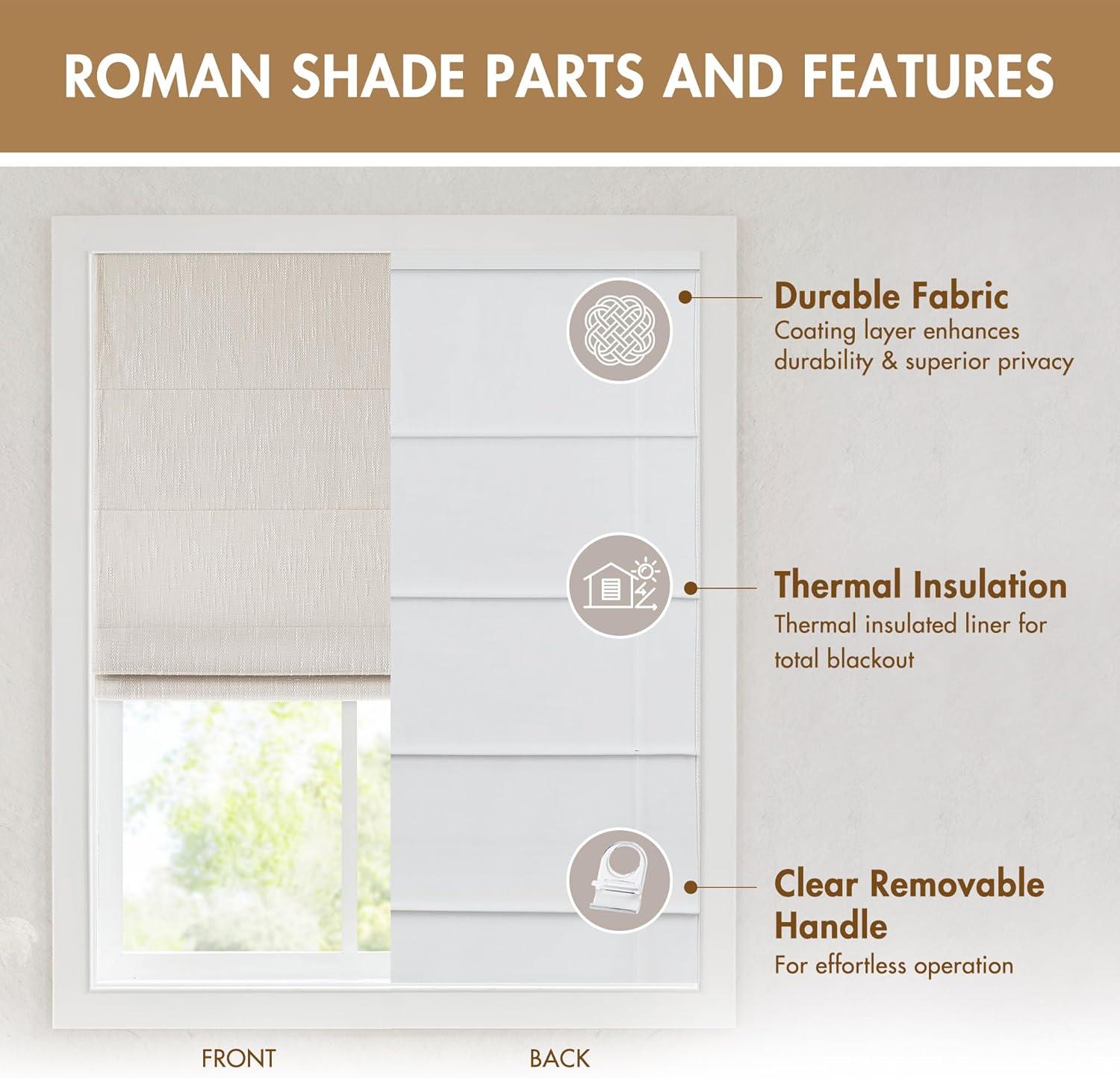 imageMadison Park Galen Matte White Cordless Roman Shades Fabric Privacy Single Panel Darkening Energy Efficient Thermal Insulated Window Blind Treatment for Home Living Room Decor 23quot W x 64quot HSlubtextured Linen