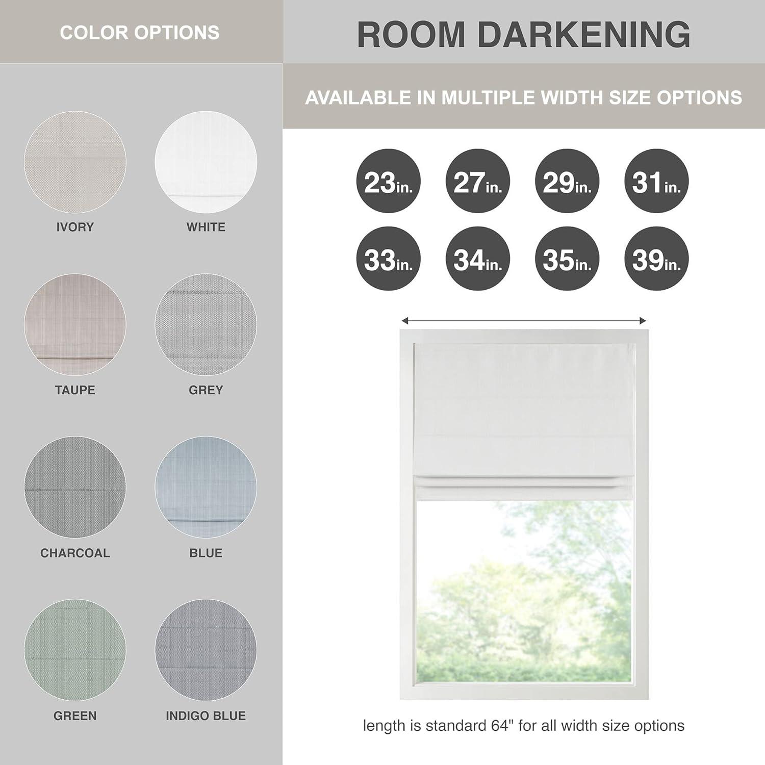 imageMadison Park Galen Matte White Cordless Roman Shades Fabric Privacy Single Panel Darkening Energy Efficient Thermal Insulated Window Blind Treatment for Home Living Room Decor 23quot W x 64quot HBasketweave Sheen White