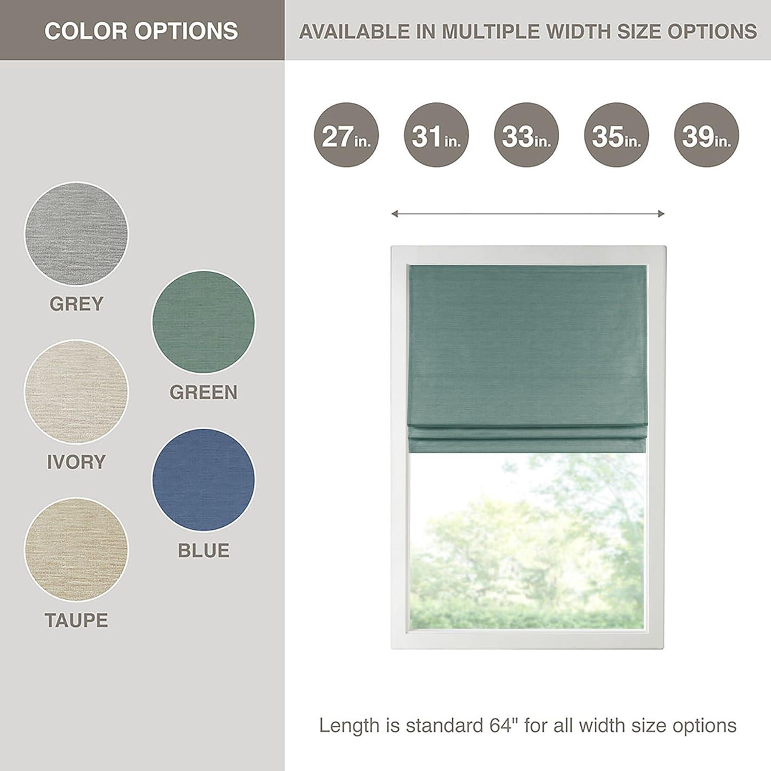 imageMadison Park Galen Matte White Cordless Roman Shades Fabric Privacy Single Panel Darkening Energy Efficient Thermal Insulated Window Blind Treatment for Home Living Room Decor 23quot W x 64quot HPrinted Faux Silk Green