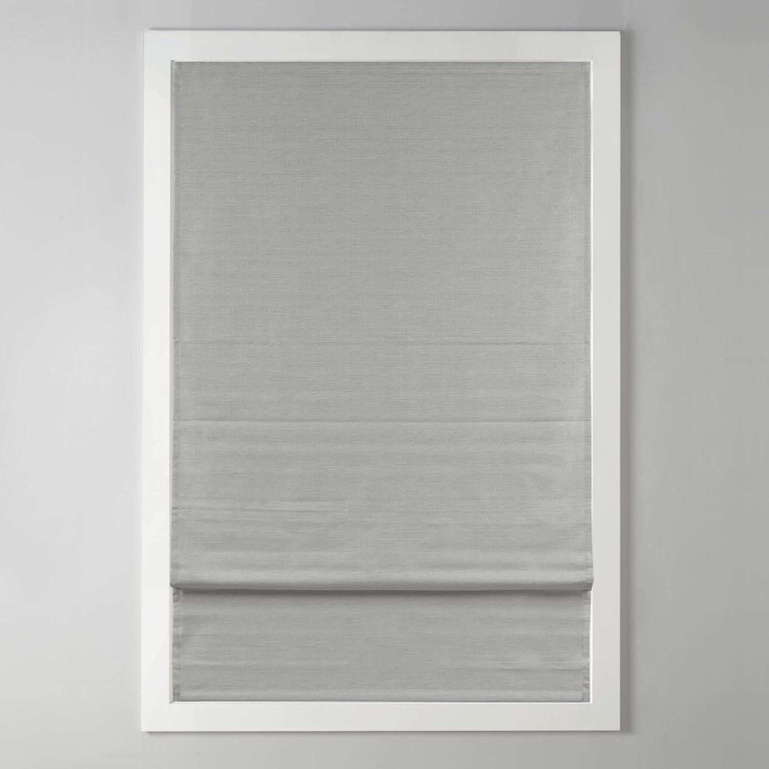 imageMadison Park Galen Matte White Cordless Roman Shades Fabric Privacy Single Panel Darkening Energy Efficient Thermal Insulated Window Blind Treatment for Home Living Room Decor 23quot W x 64quot HPrinted Faux Silk Grey