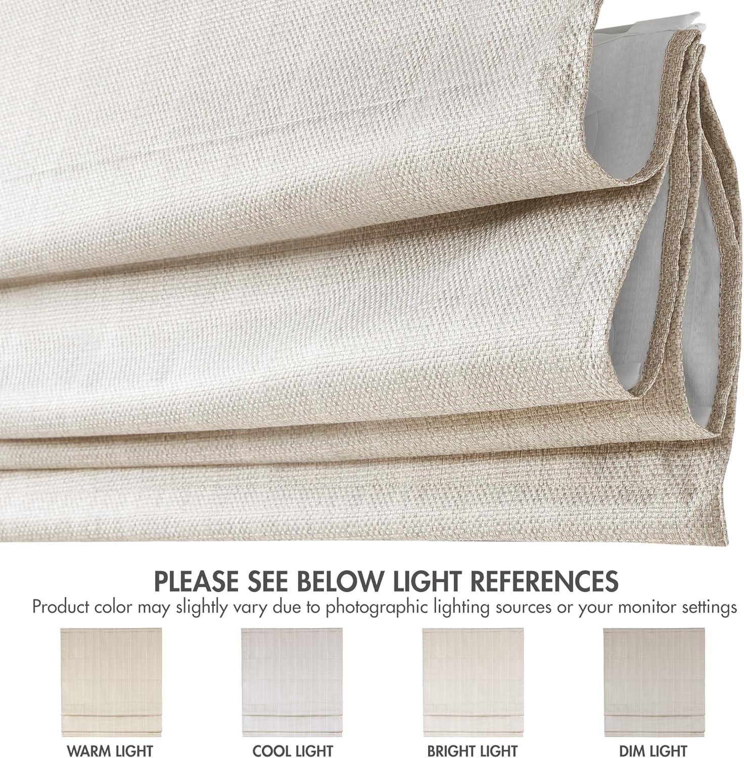 imageMadison Park Galen Matte White Cordless Roman Shades Fabric Privacy Single Panel Darkening Energy Efficient Thermal Insulated Window Blind Treatment for Home Living Room Decor 23quot W x 64quot HBasketweave Sheen Ivory