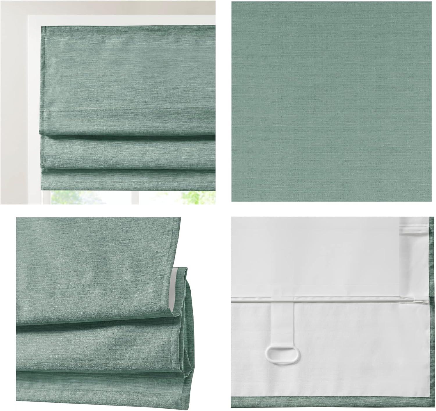 imageMadison Park Galen Matte White Cordless Roman Shades Fabric Privacy Single Panel Darkening Energy Efficient Thermal Insulated Window Blind Treatment for Home Living Room Decor 23quot W x 64quot HPrinted Faux Silk Green