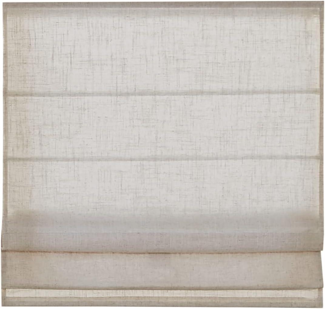 imageMadison Park Galen Matte White Cordless Roman Shades Fabric Privacy Single Panel Darkening Energy Efficient Thermal Insulated Window Blind Treatment for Home Living Room Decor 23quot W x 64quot HLinen Blend Natural