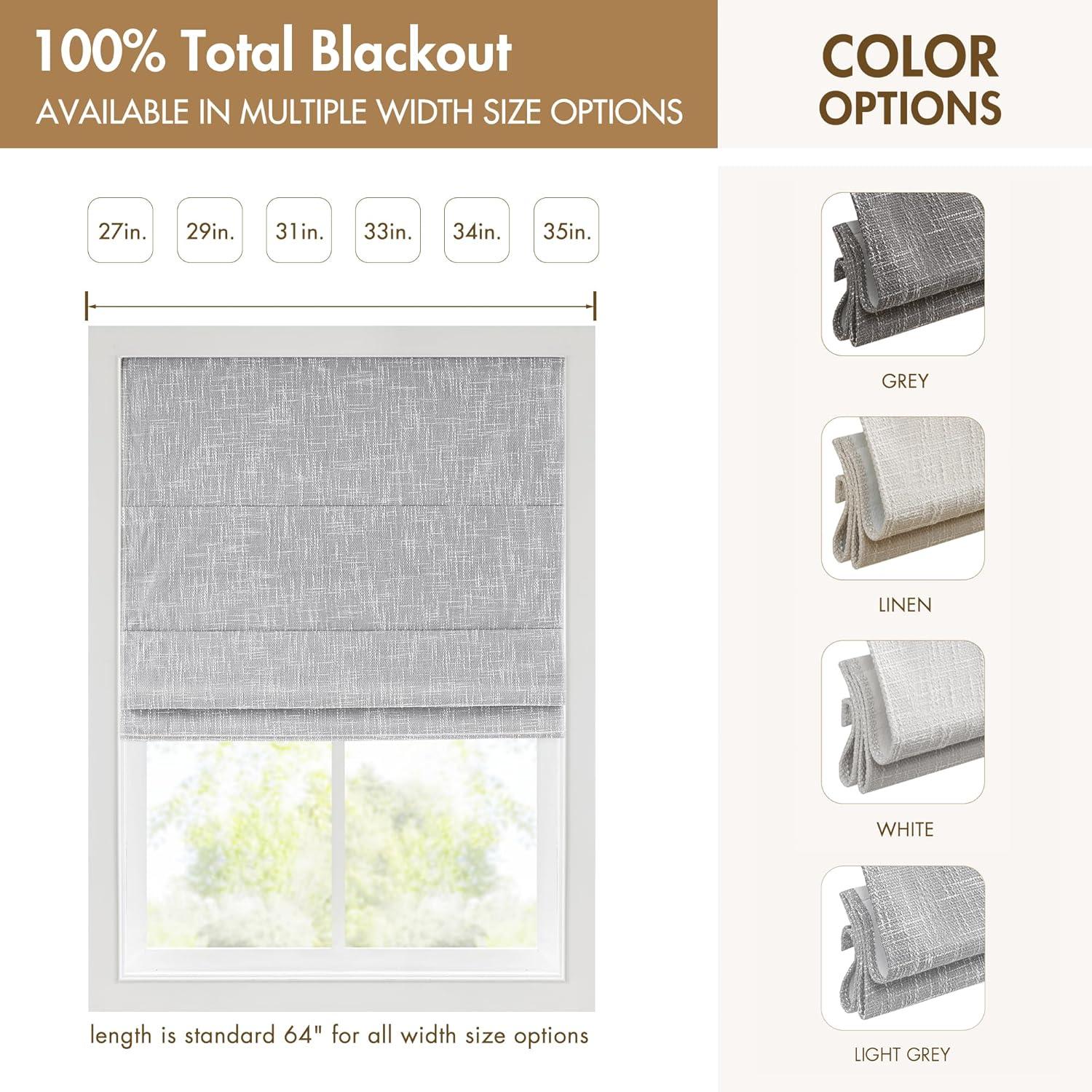 imageMadison Park Galen Matte White Cordless Roman Shades Fabric Privacy Single Panel Darkening Energy Efficient Thermal Insulated Window Blind Treatment for Home Living Room Decor 23quot W x 64quot HSlubtextured Light Grey