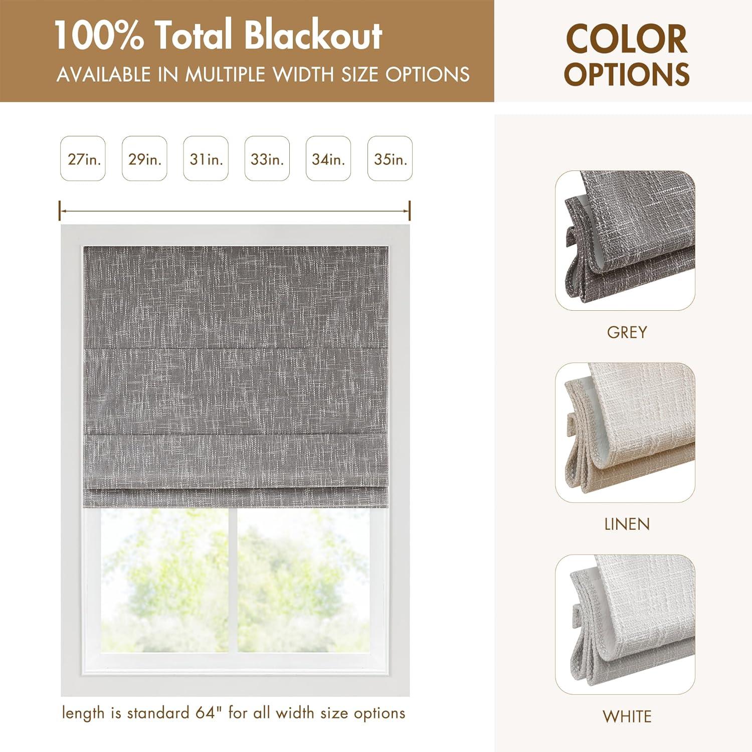 imageMadison Park Galen Matte White Cordless Roman Shades Fabric Privacy Single Panel Darkening Energy Efficient Thermal Insulated Window Blind Treatment for Home Living Room Decor 23quot W x 64quot HSlubtextured Grey