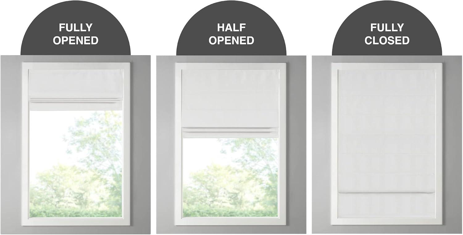 imageMadison Park Galen Matte White Cordless Roman Shades Fabric Privacy Single Panel Darkening Energy Efficient Thermal Insulated Window Blind Treatment for Home Living Room Decor 23quot W x 64quot HBasketweave Sheen White