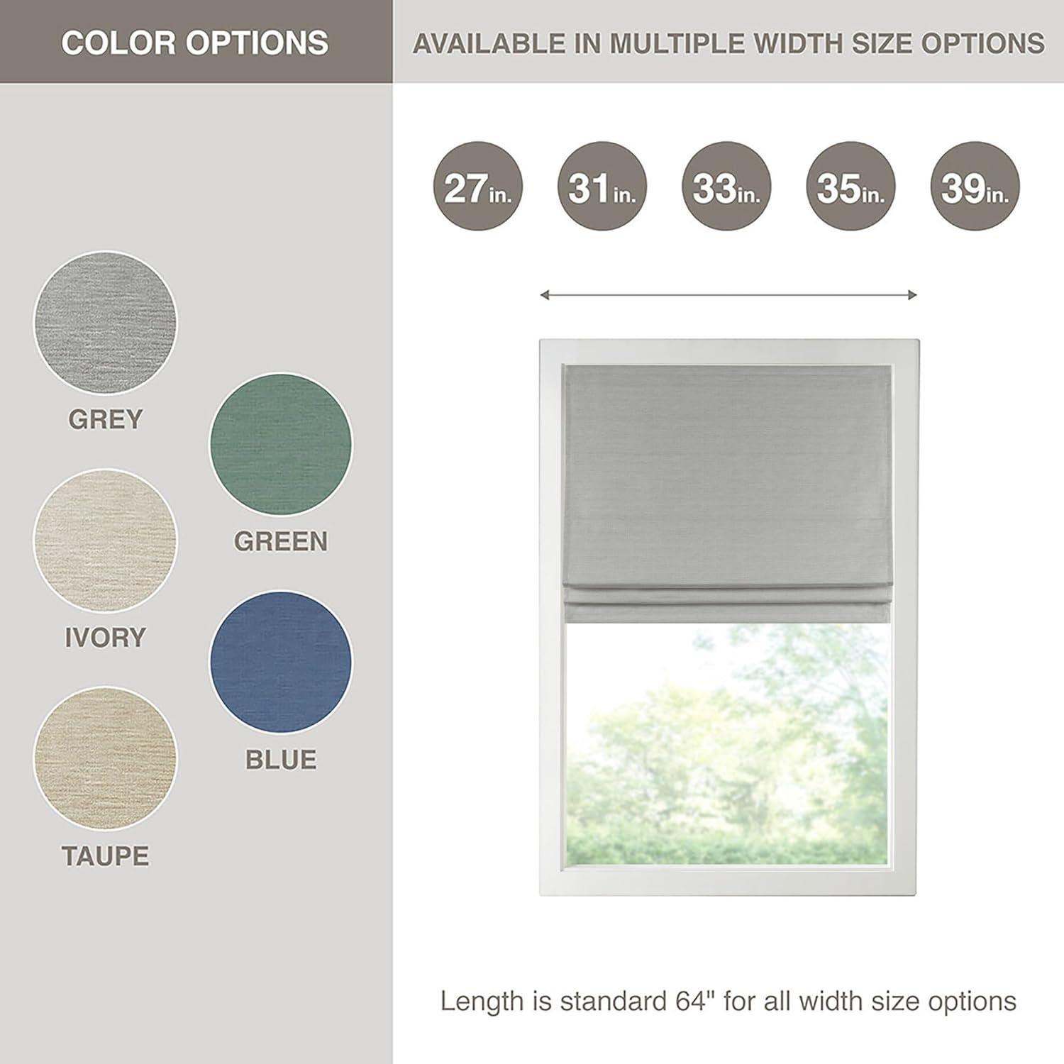 imageMadison Park Galen Matte White Cordless Roman Shades Fabric Privacy Single Panel Darkening Energy Efficient Thermal Insulated Window Blind Treatment for Home Living Room Decor 23quot W x 64quot HPrinted Faux Silk Grey