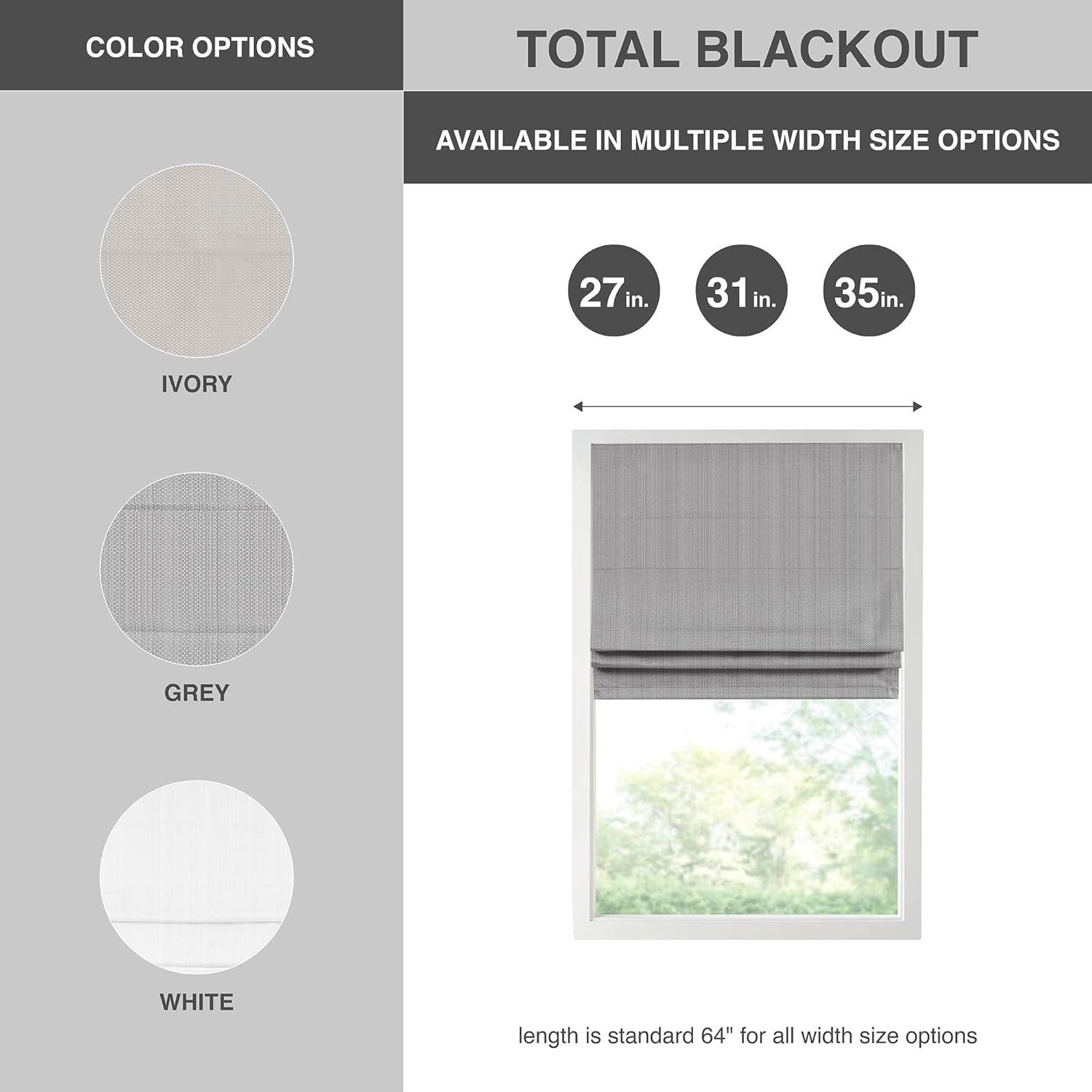 imageMadison Park Galen Matte White Cordless Roman Shades Fabric Privacy Single Panel Darkening Energy Efficient Thermal Insulated Window Blind Treatment for Home Living Room Decor 23quot W x 64quot HBasketweave Sheen Grey