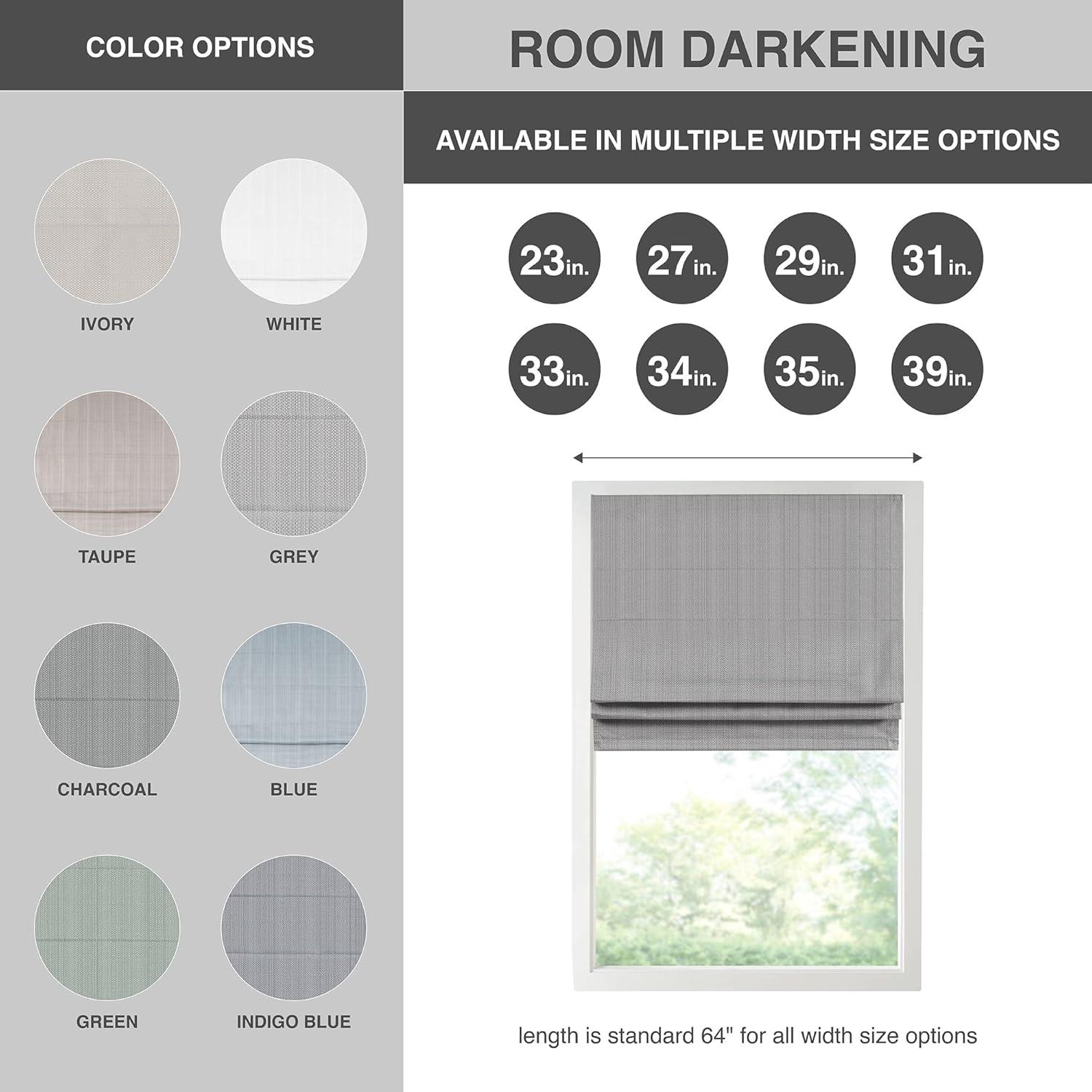 imageMadison Park Galen Matte White Cordless Roman Shades Fabric Privacy Single Panel Darkening Energy Efficient Thermal Insulated Window Blind Treatment for Home Living Room Decor 23quot W x 64quot HBasketweave Sheen Grey