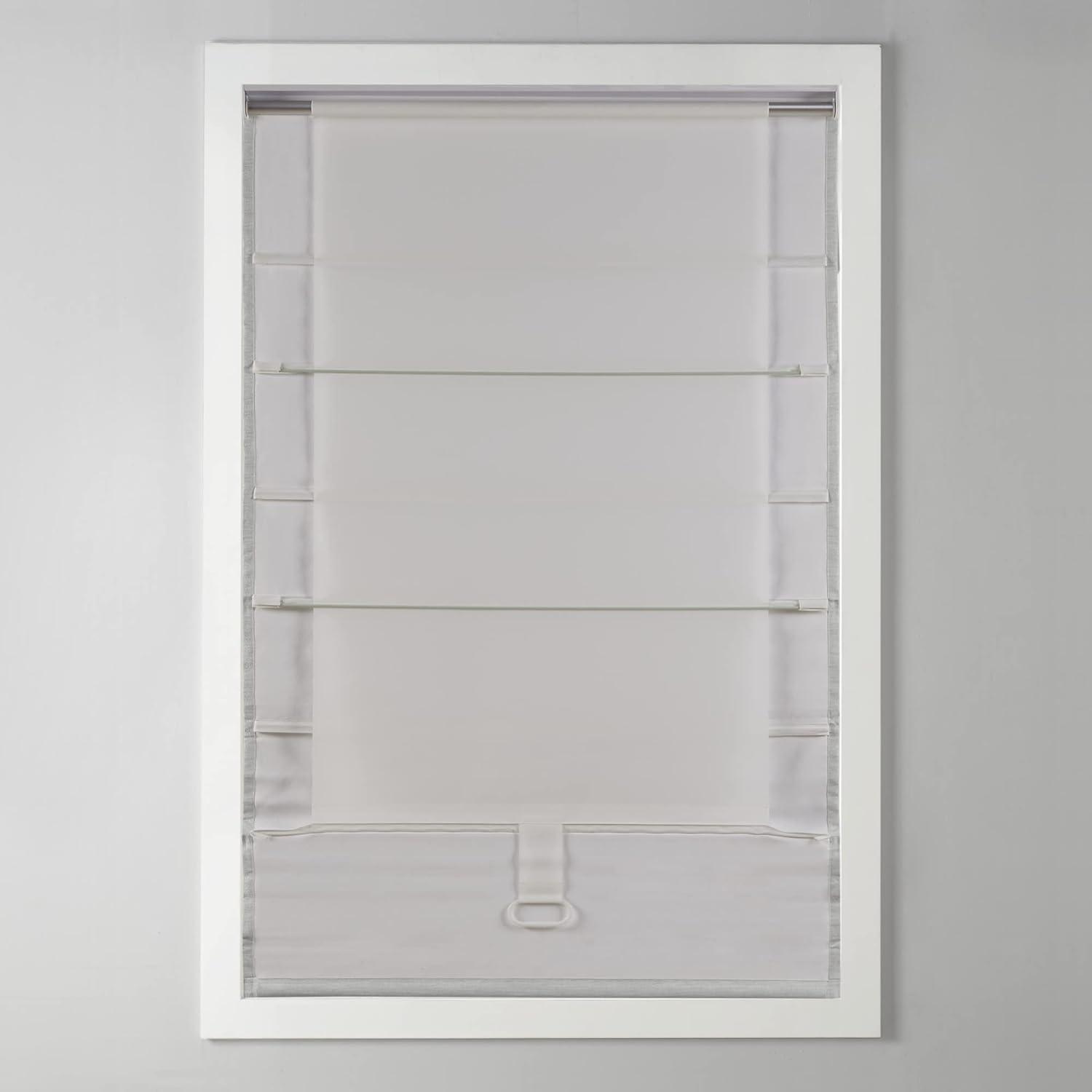 imageMadison Park Galen Matte White Cordless Roman Shades Fabric Privacy Single Panel Darkening Energy Efficient Thermal Insulated Window Blind Treatment for Home Living Room Decor 23quot W x 64quot HPrinted Faux Silk Grey