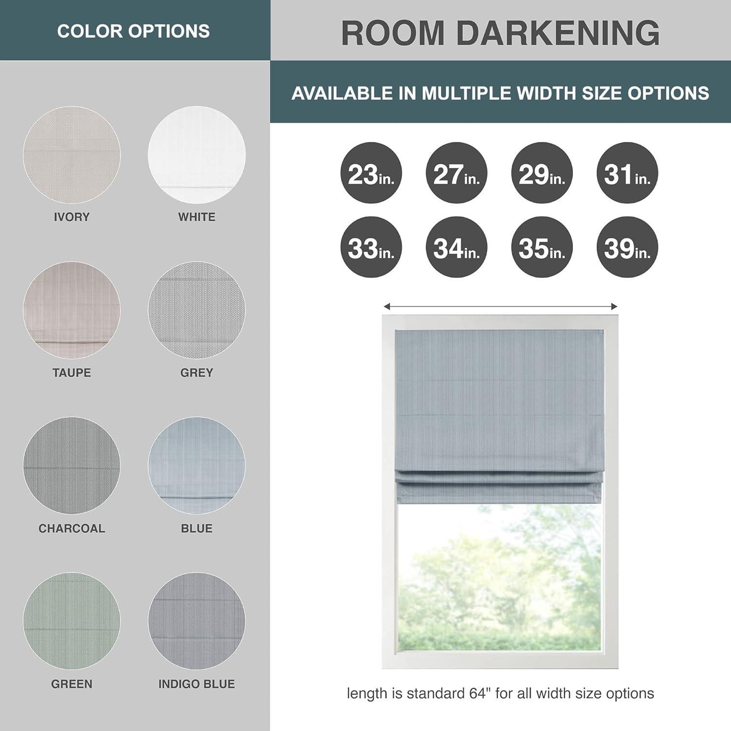 imageMadison Park Galen Matte White Cordless Roman Shades Fabric Privacy Single Panel Darkening Energy Efficient Thermal Insulated Window Blind Treatment for Home Living Room Decor 23quot W x 64quot HBasketweave Sheen Blue