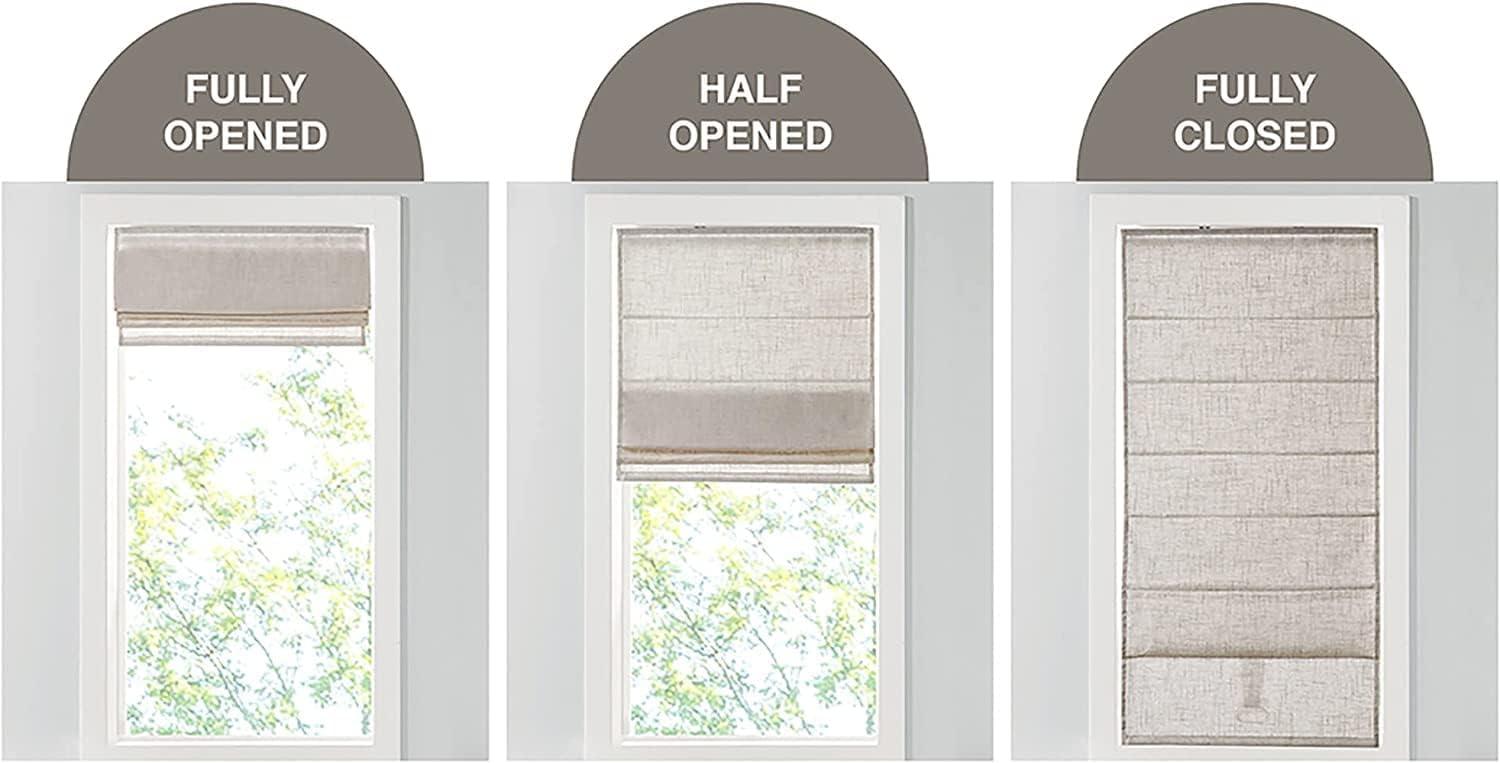imageMadison Park Galen Matte White Cordless Roman Shades Fabric Privacy Single Panel Darkening Energy Efficient Thermal Insulated Window Blind Treatment for Home Living Room Decor 23quot W x 64quot HLinen Blend Natural