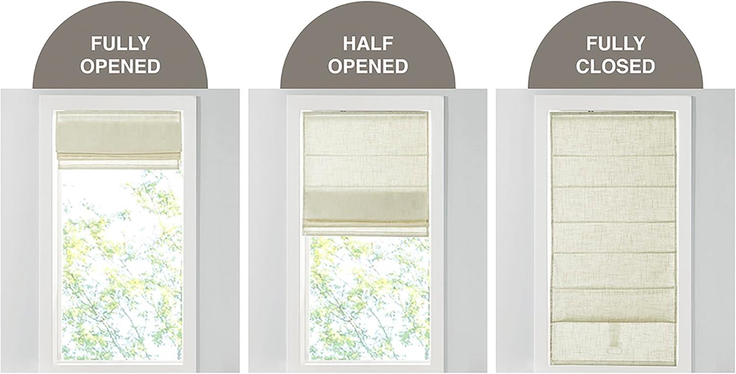 imageMadison Park Galen Matte White Cordless Roman Shades Fabric Privacy Single Panel Darkening Energy Efficient Thermal Insulated Window Blind Treatment for Home Living Room Decor 23quot W x 64quot HLinen Blend Ivory