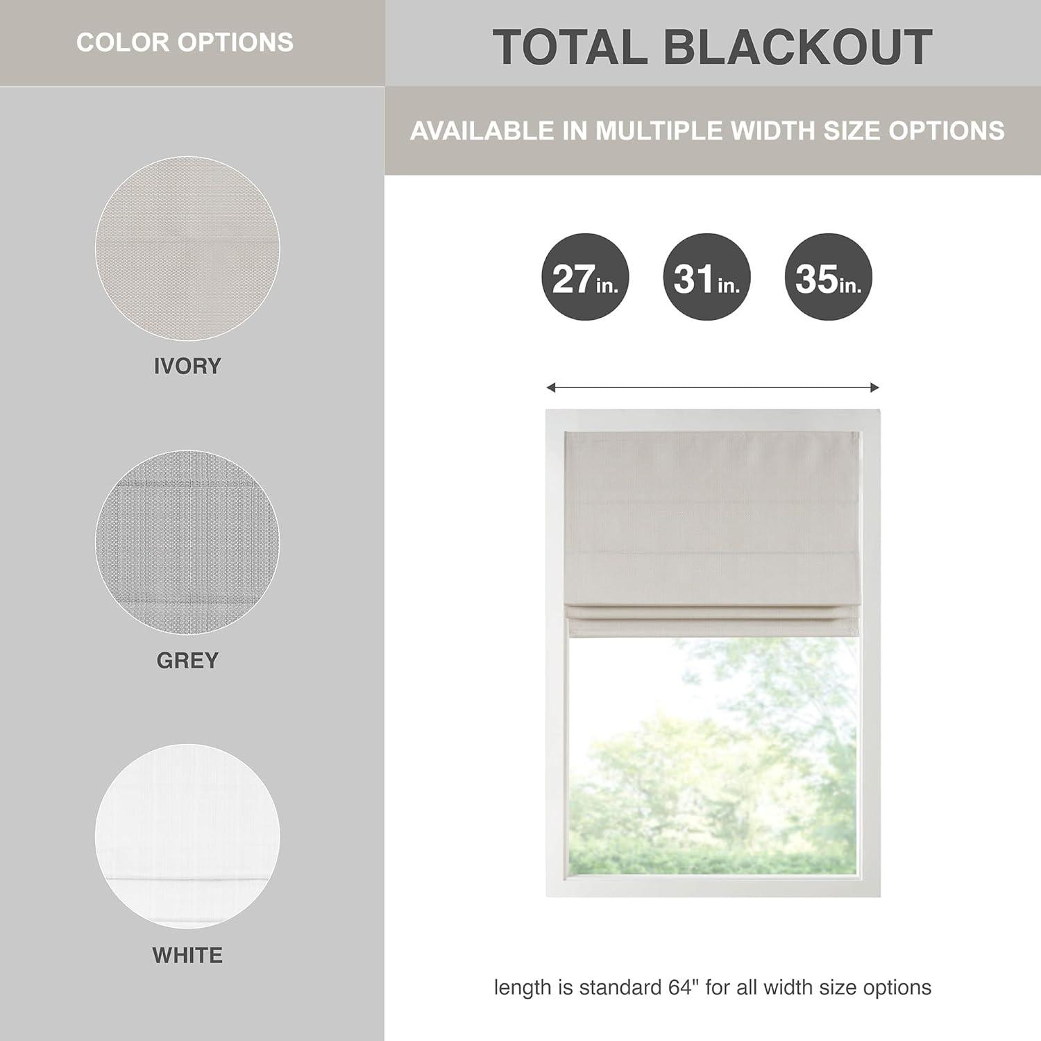 imageMadison Park Galen Matte White Cordless Roman Shades Fabric Privacy Single Panel Darkening Energy Efficient Thermal Insulated Window Blind Treatment for Home Living Room Decor 23quot W x 64quot HBasketweave Sheen Ivory